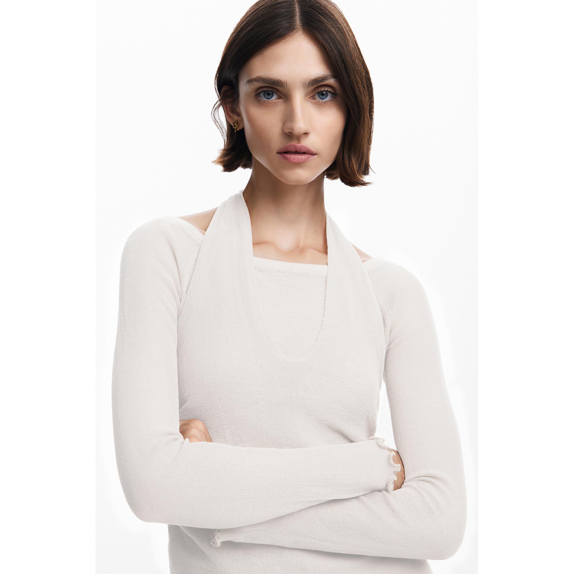 Desigual Langarm Halter Neck U-Boot Ausschnitt T-Shirt