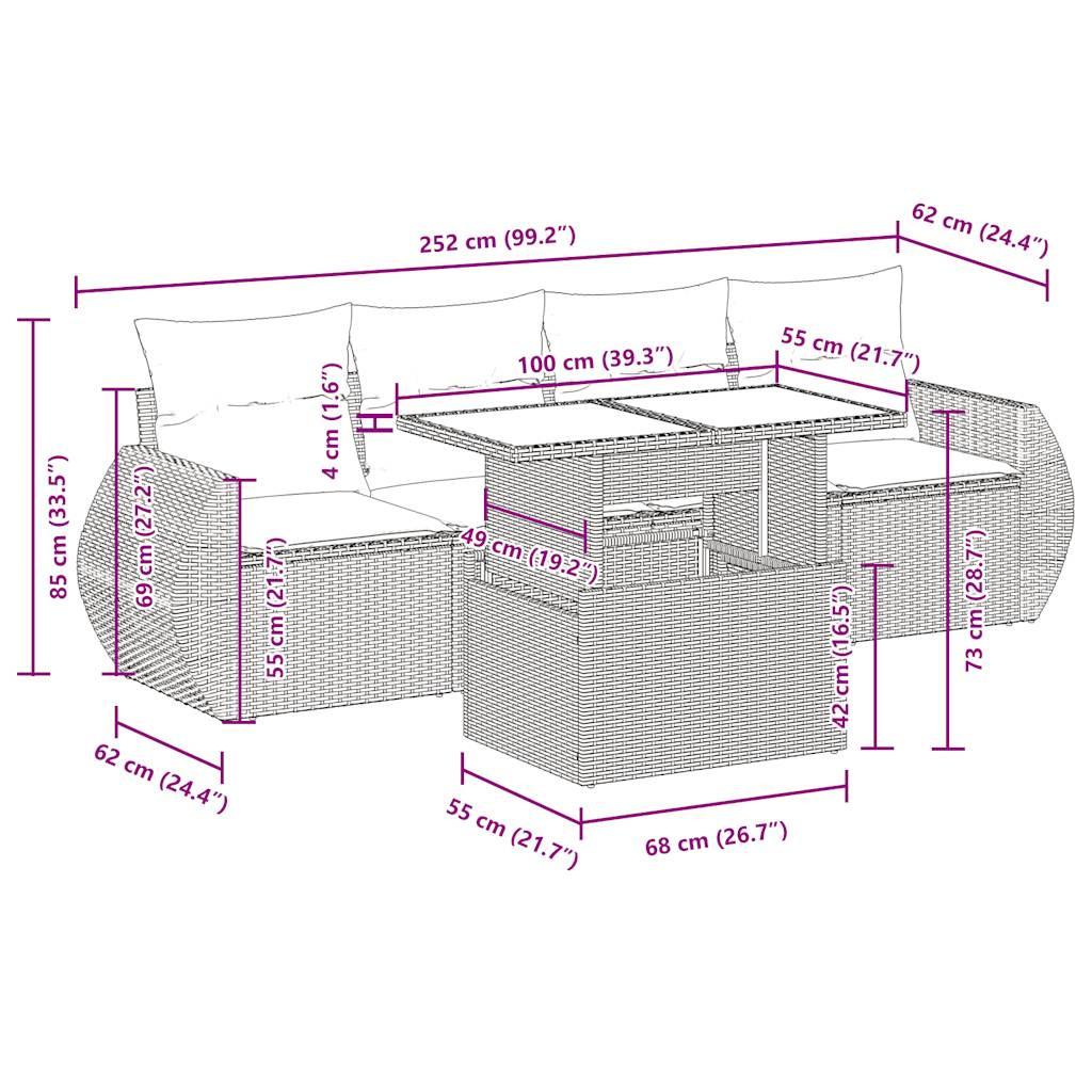 VidaXL Gartensofa set poly-rattan