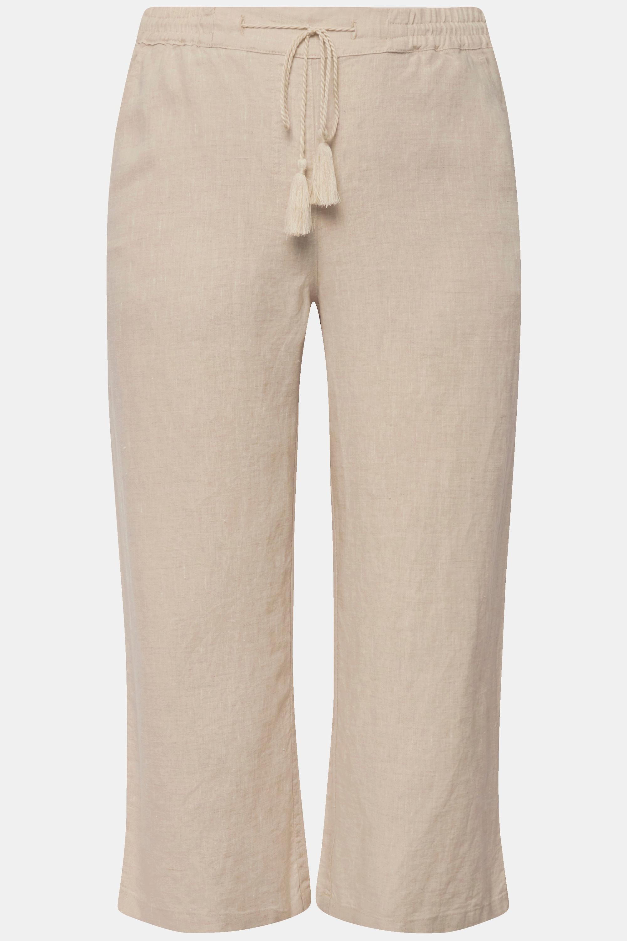 Ulla Popken 7/8 Leinenhose mit elastischem Bund