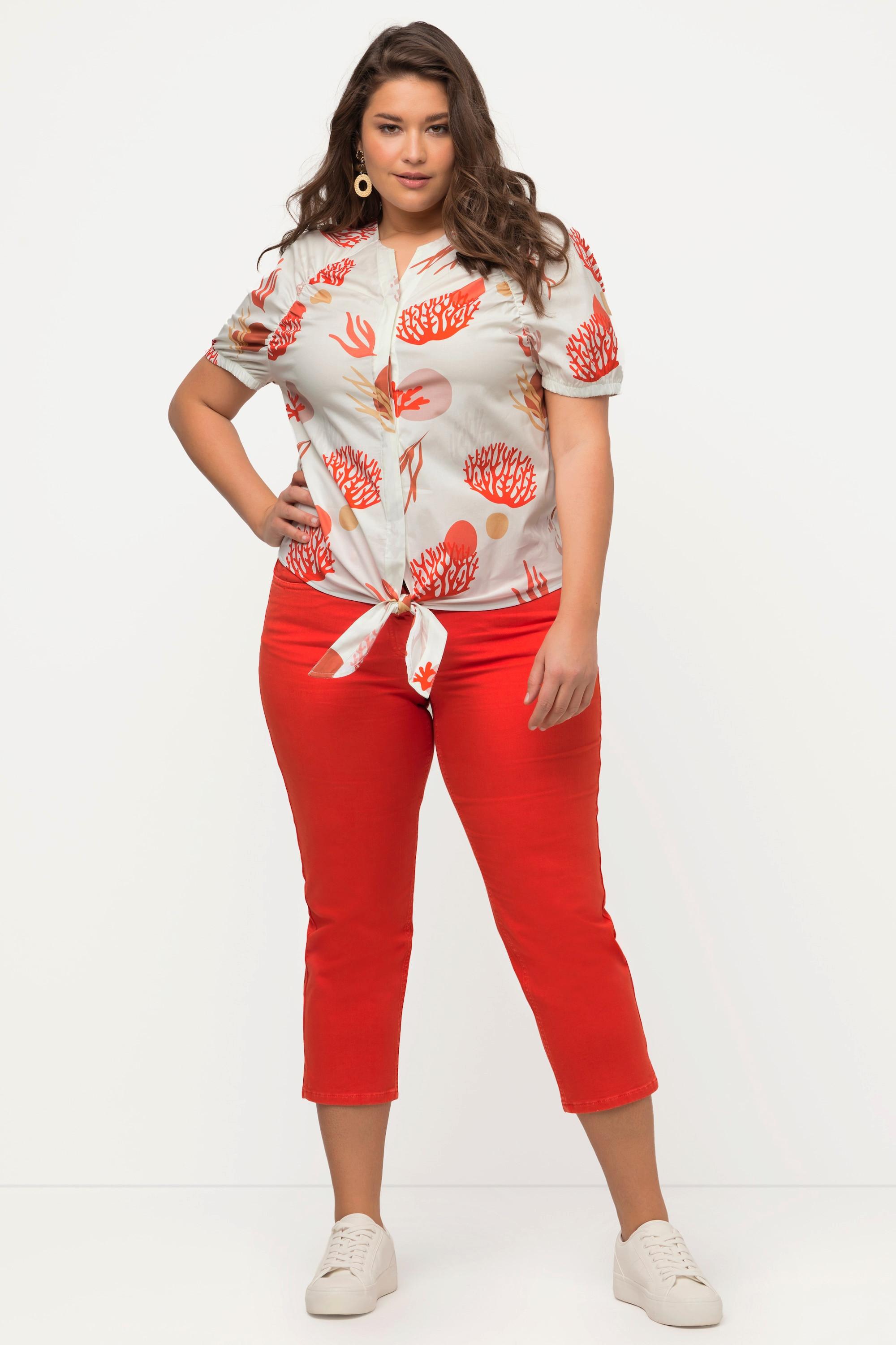 Ulla Popken Korallen Print Tunika Bluse mit Halbarm