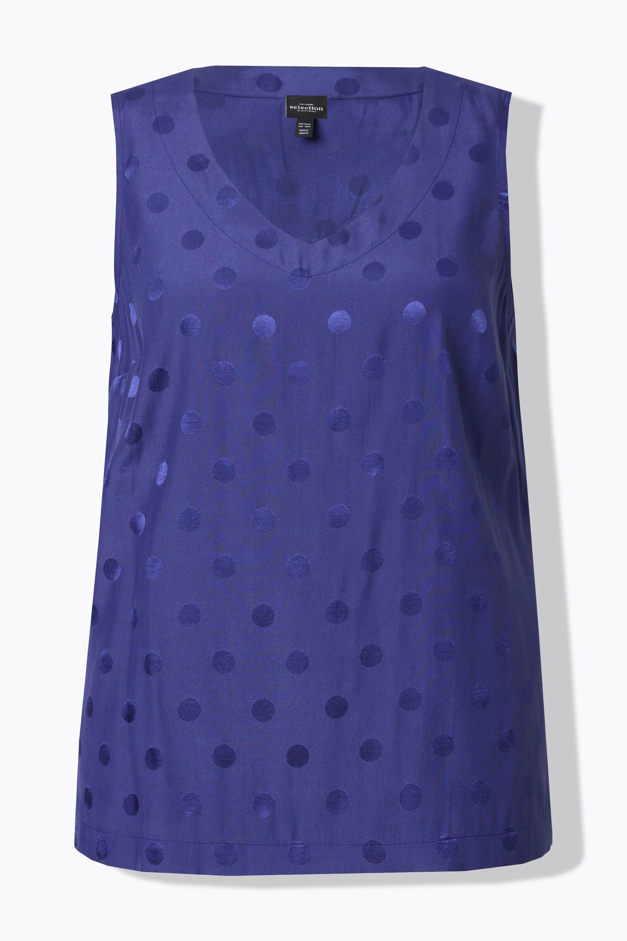 Ulla Popken Blusentop Jacquard-Punkte V-Ausschnitt ärmellos