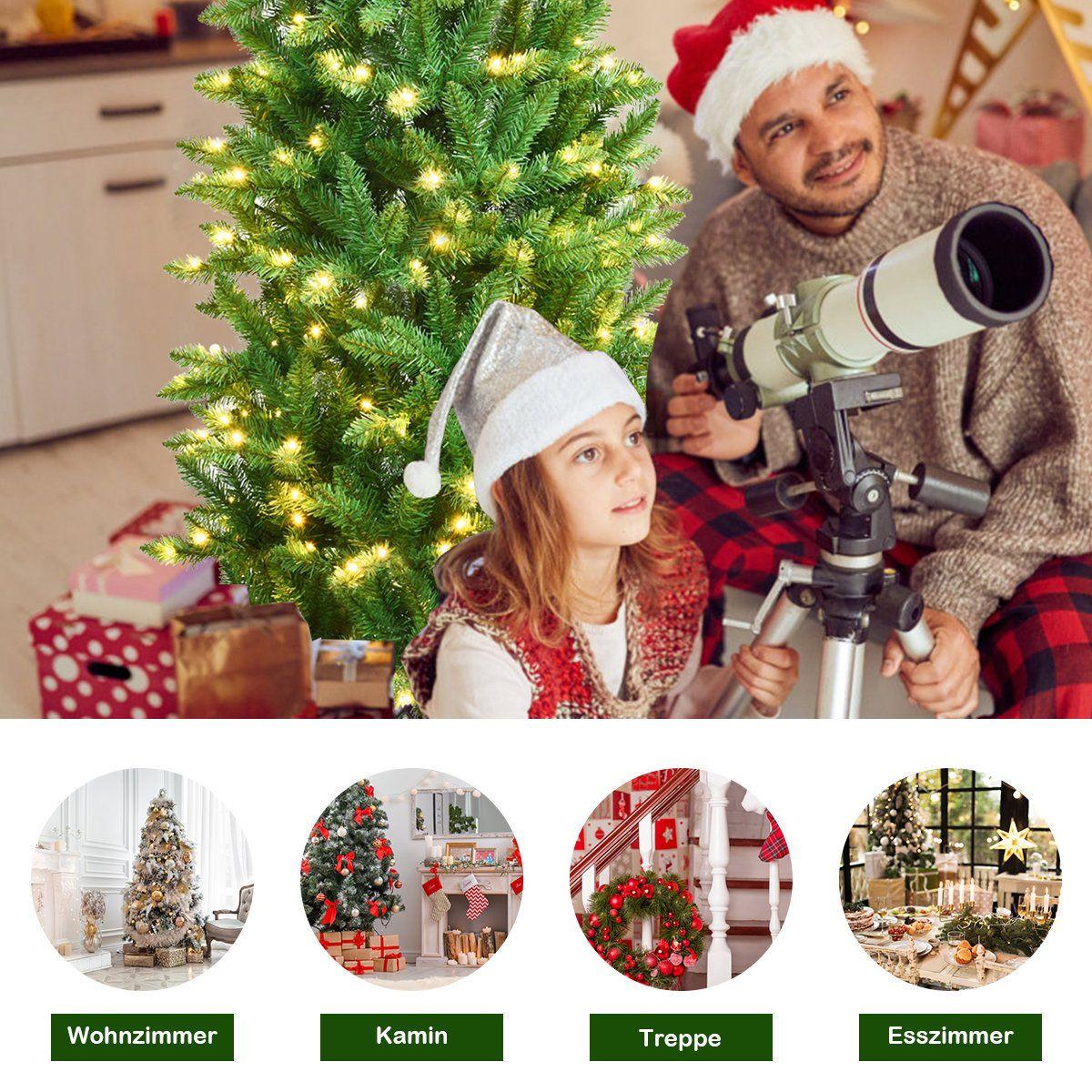 Northix 150 cm hoher beleuchteter künstlicher Bleistift-Weihnachtsbaum mit warmweißen Leuchte Grün