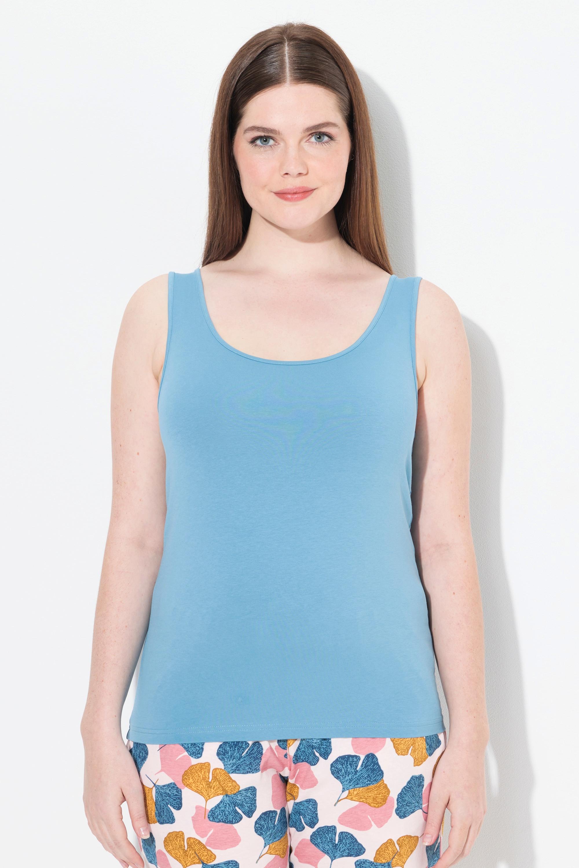 Ulla Popken Tanktops, 2er-Pack, uni/Gingko, Rundhals