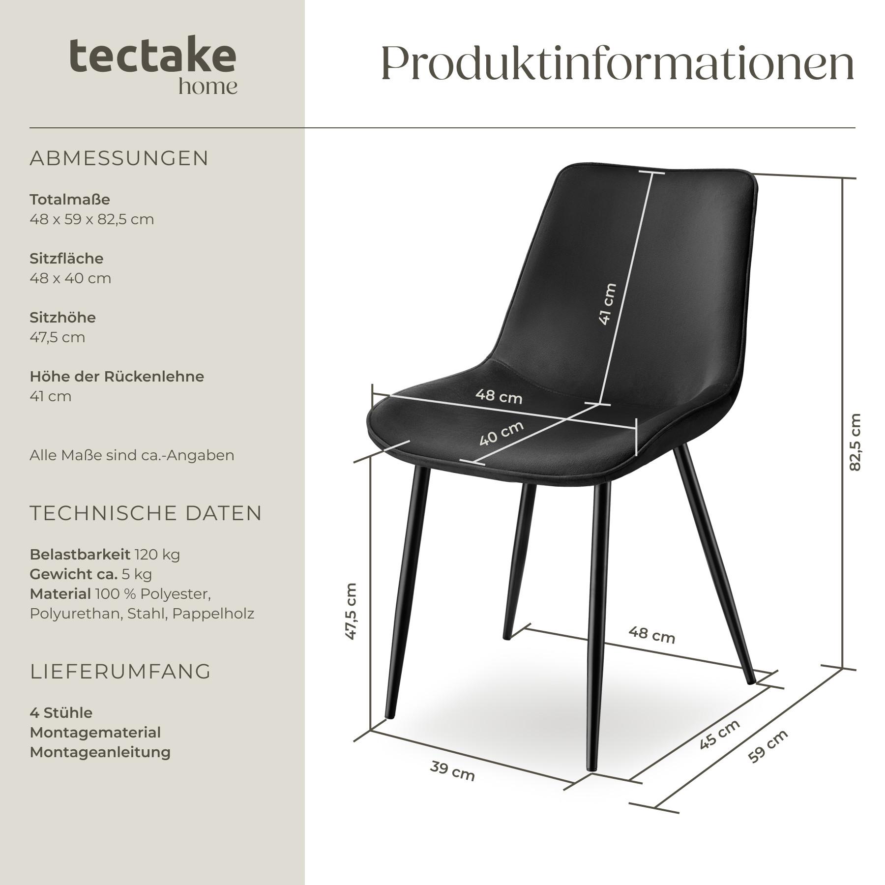 Tectake Set Stuhl Monroe Samtoptik