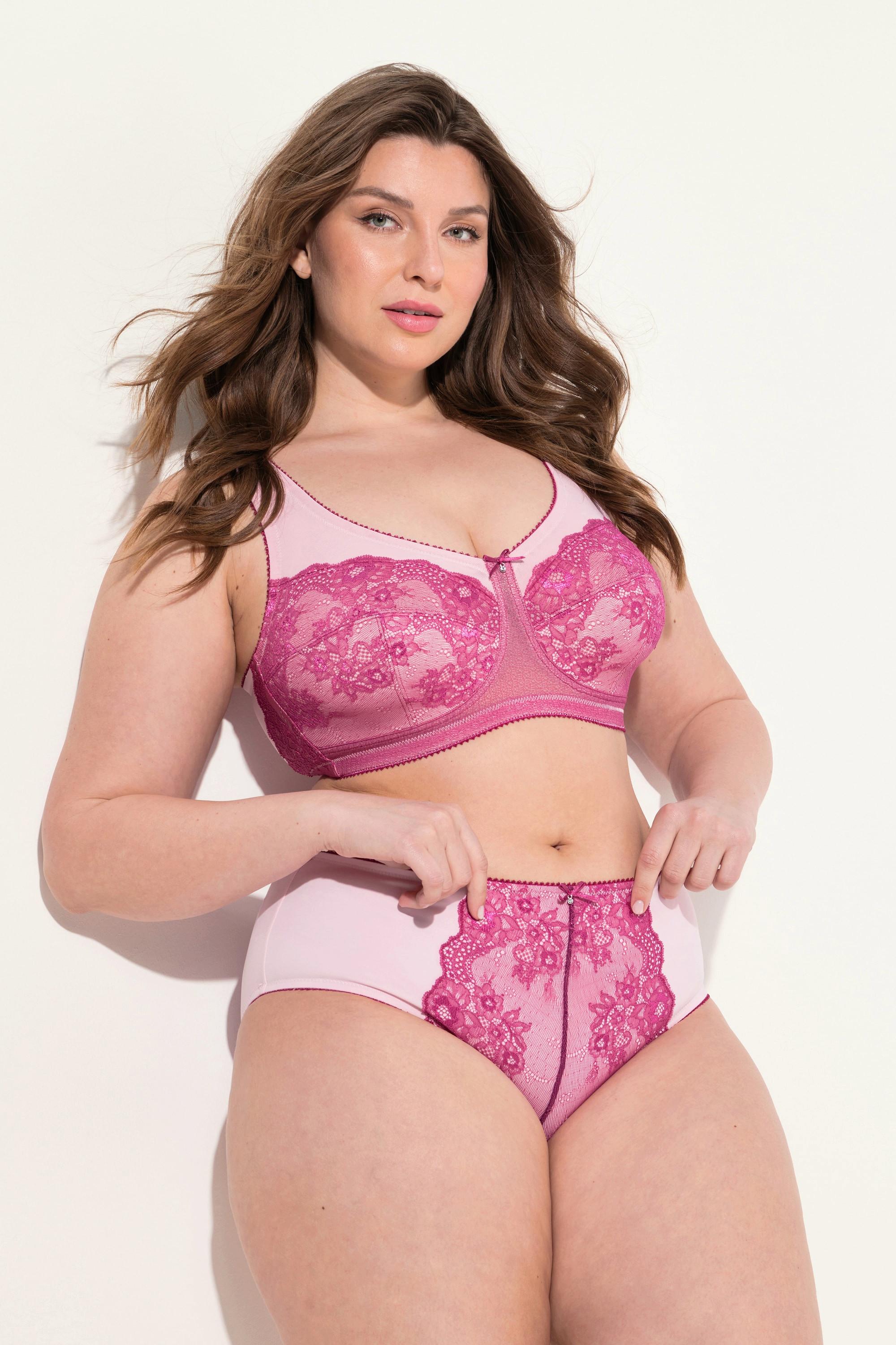 Ulla Popken Midislip, Mesh, Spitze, Mikrofaser, höher geschnitten