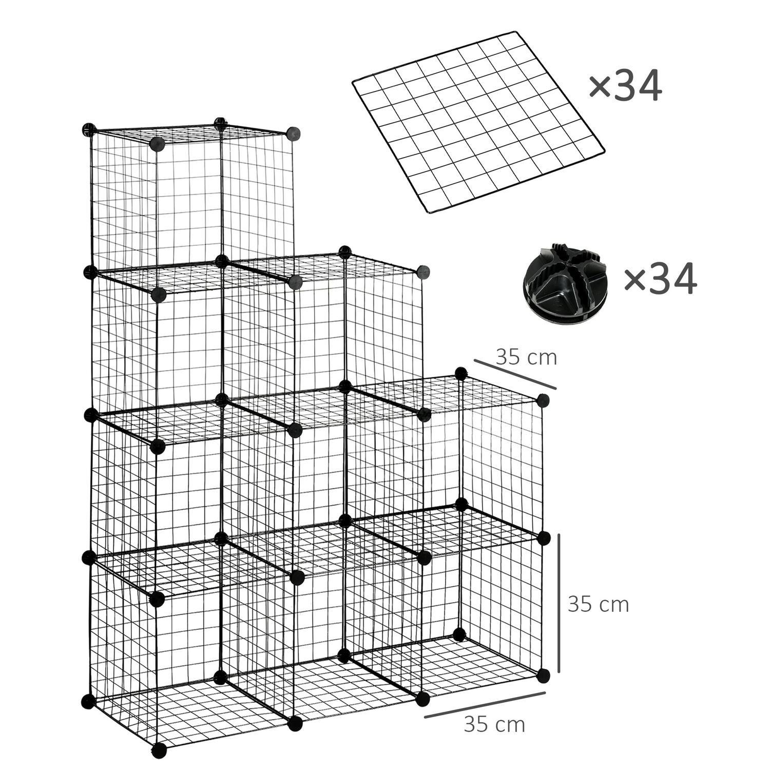 Northio Regalsystem Diy Steckregal Aus Stahldraht, 9 Fächer Schuhregal, Schwarz, Für Wohnzimmer, 35X35X35Cm Je Würfel