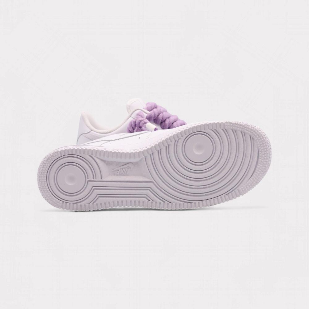 NIKE Air Force 1 White - Rope Lace Light Violet