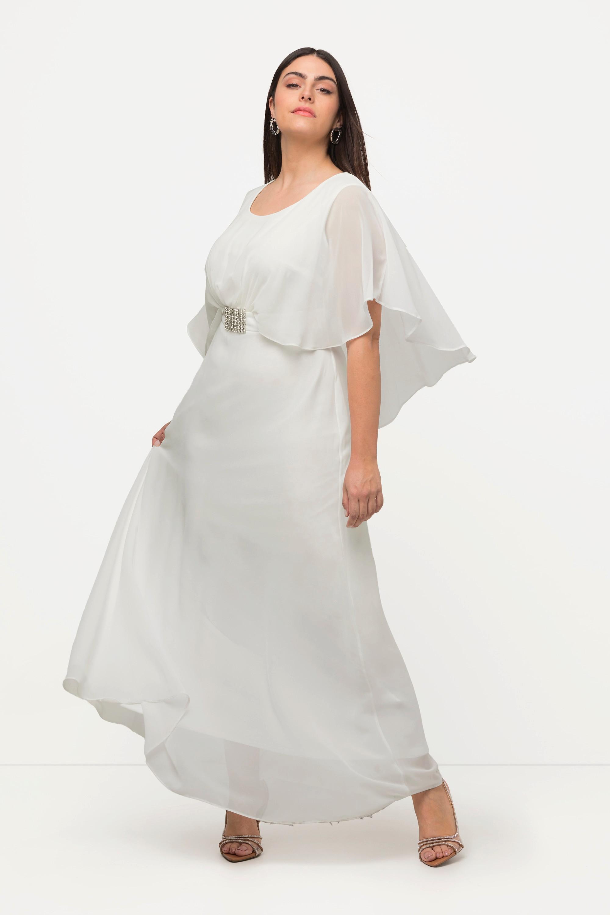 Ulla Popken Brautkleid Drapierung V-Ausschnitt Halbarm-Cape