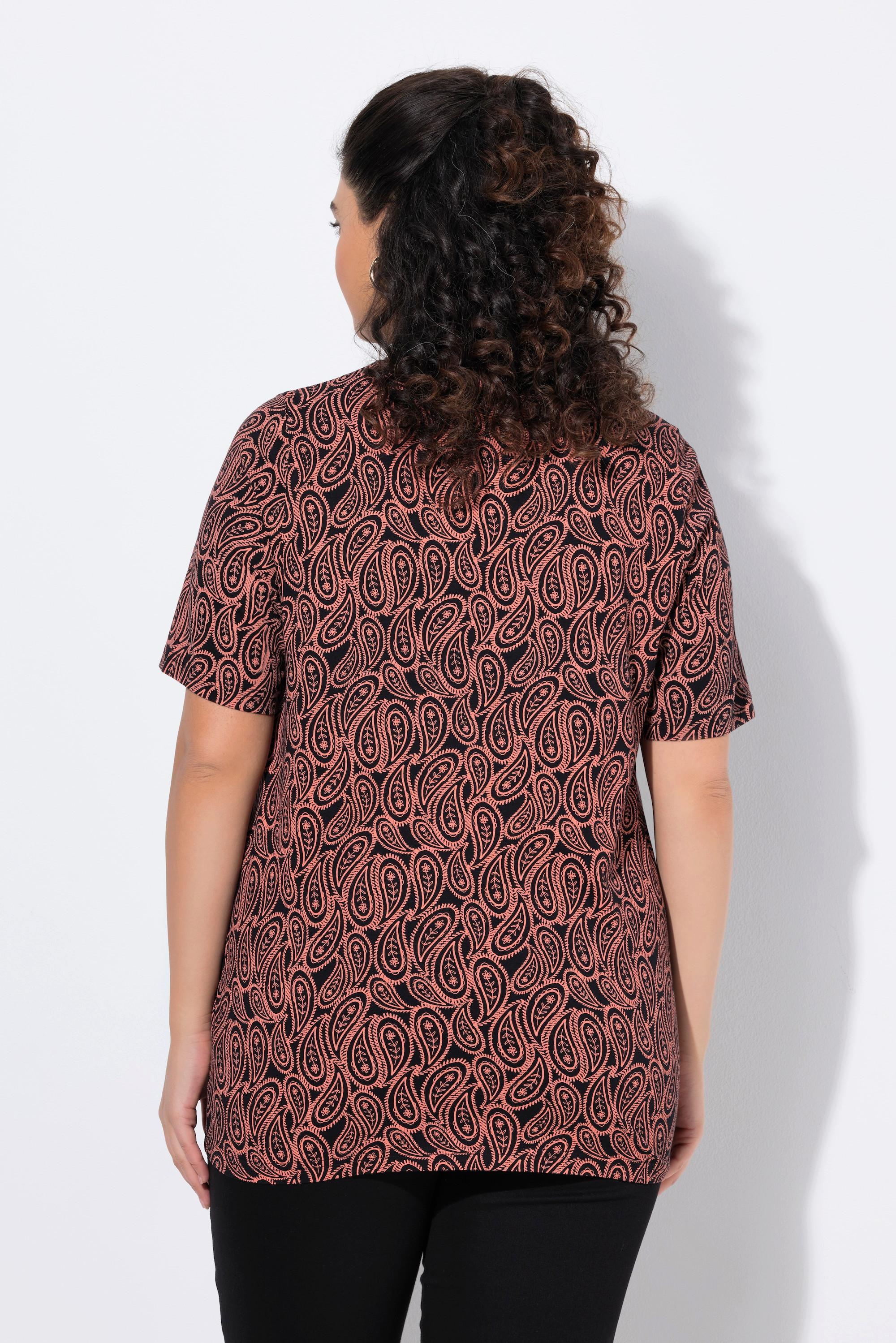 Ulla Popken T-Shirt Zierfalten A-Linie V-Ausschnitt Halbarm