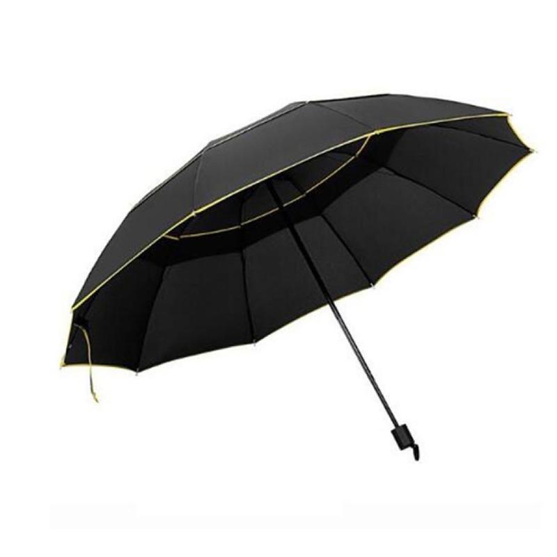 eStore Regenschirm, Kompakt - 130 cm - Schwarz / Gelb