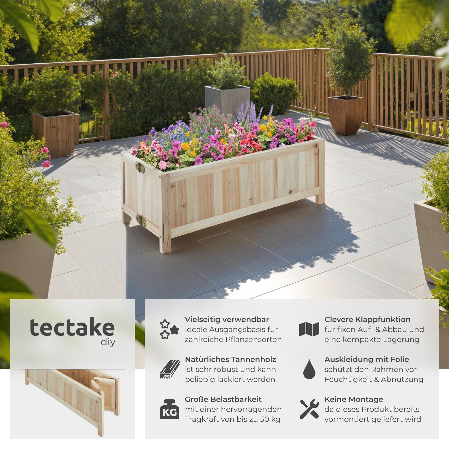Tectake Hochbeet Blomster, klappbar, 30l, inkl. Folie, 70x30x25cm