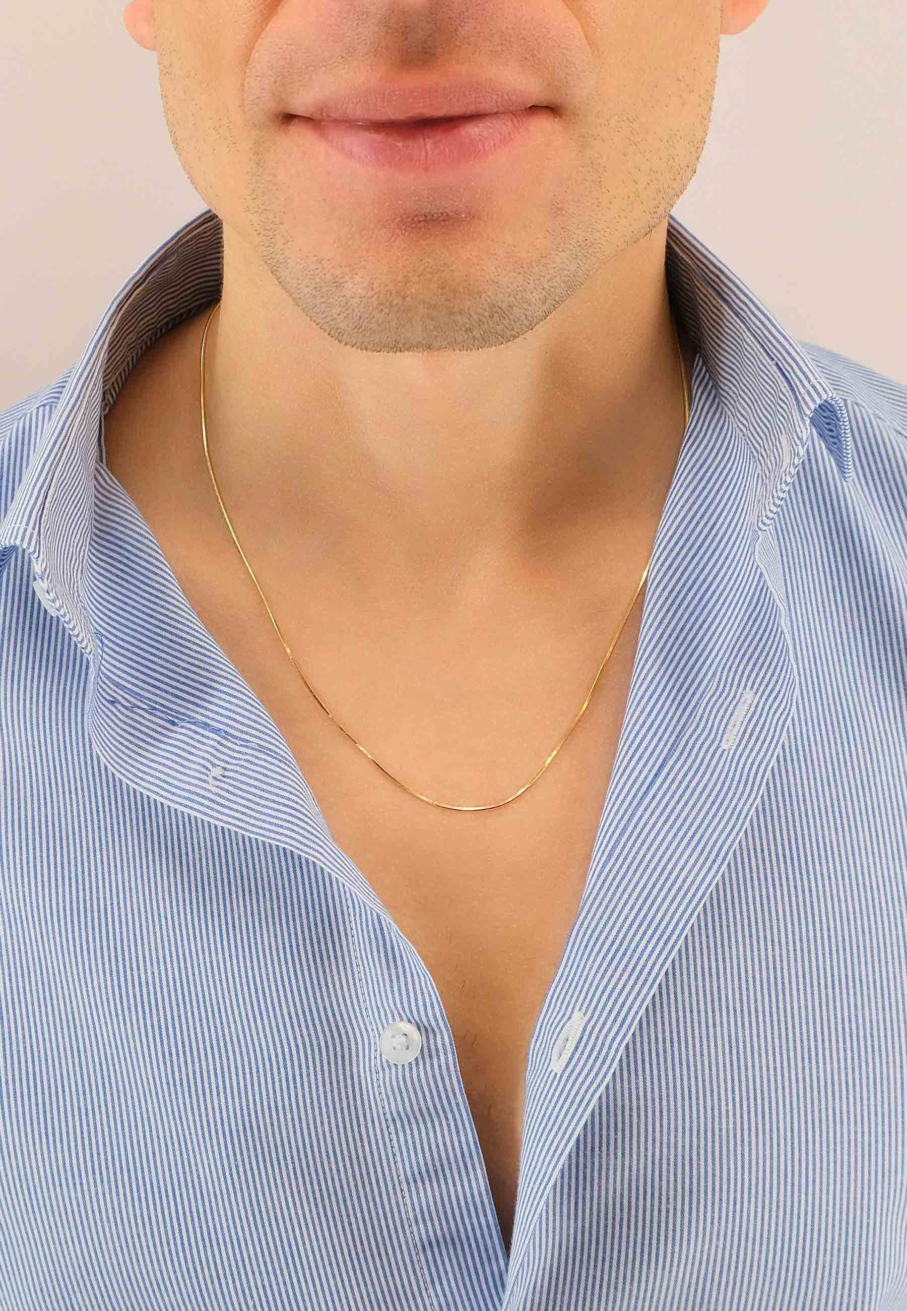 MUAU Schmuck Collier Schlange Gelbgold 750, 1mm, 45cm
