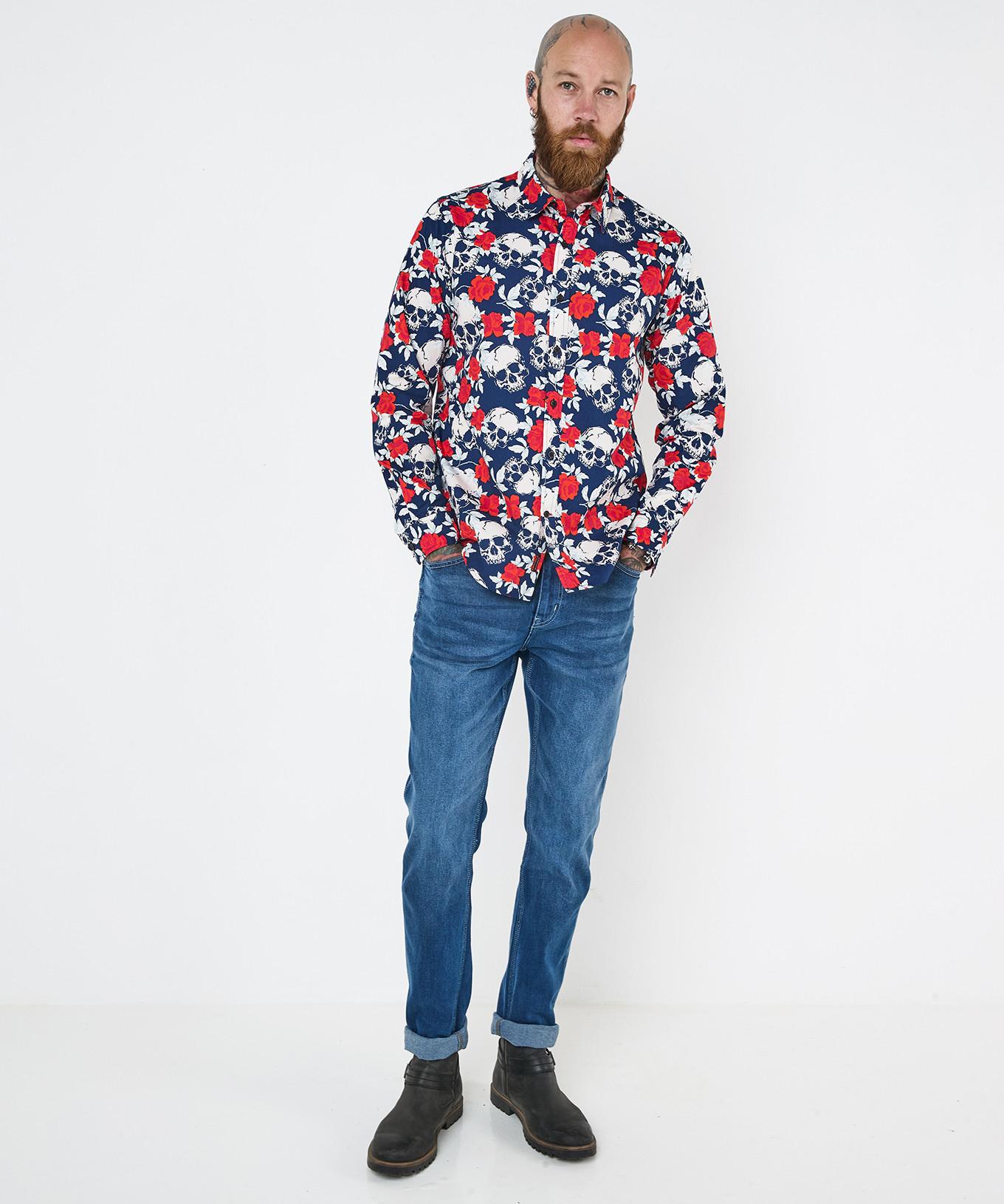 Joe Browns Langarmhemd mit Rosenschädeldruck