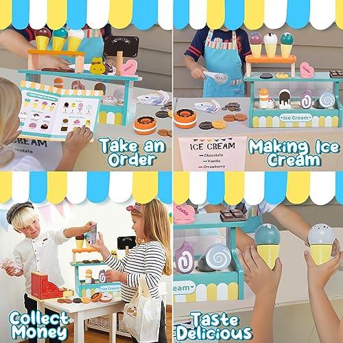 Activity-board Spielzeugladen Zubehör Küchenzubehör Kinder Holzgriff Lebensmittel Spielgeld Eisladen Eisdiele