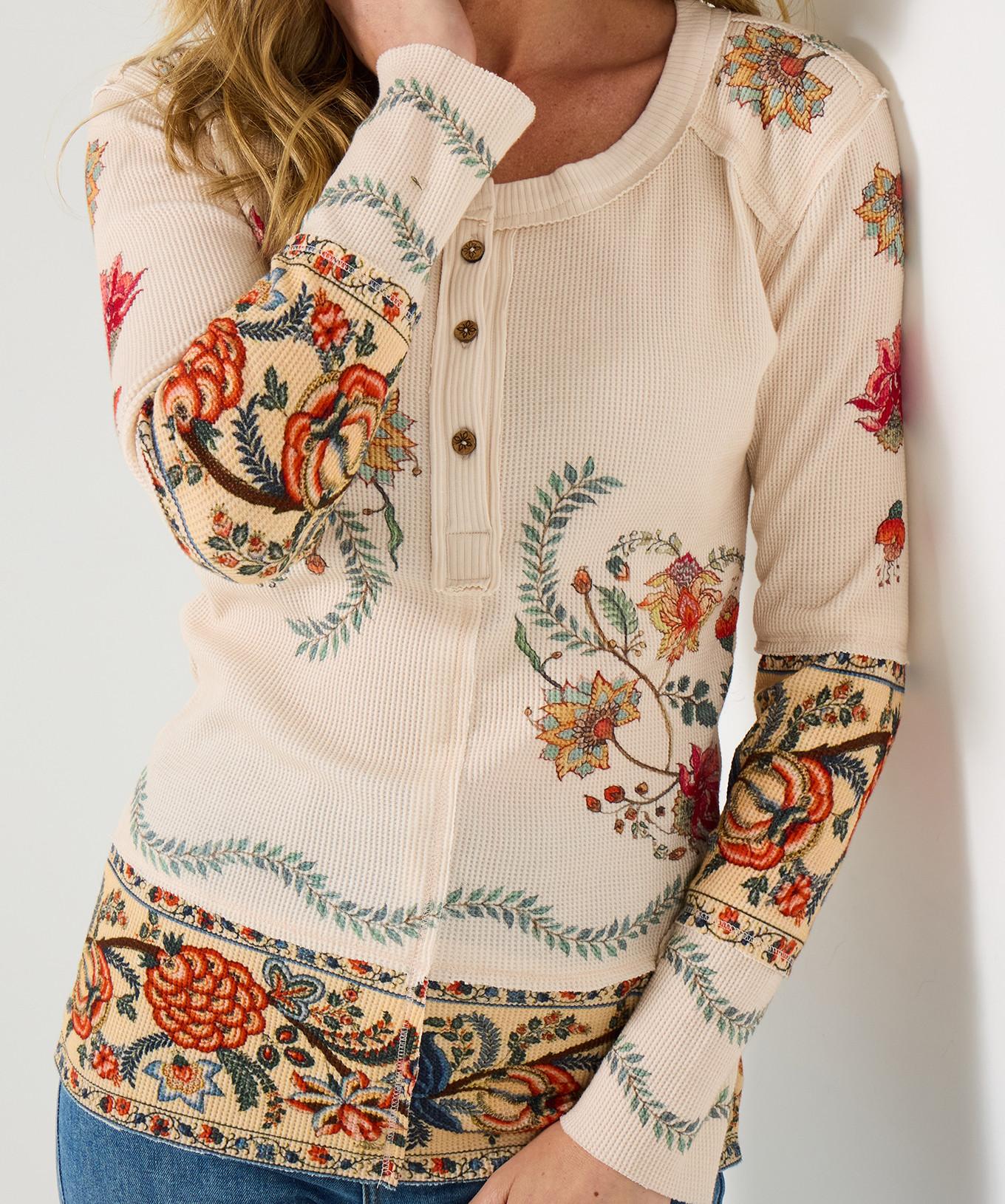 Joe Browns Bemerkenswertes Henley-Shirt mit Patchwork-Druck