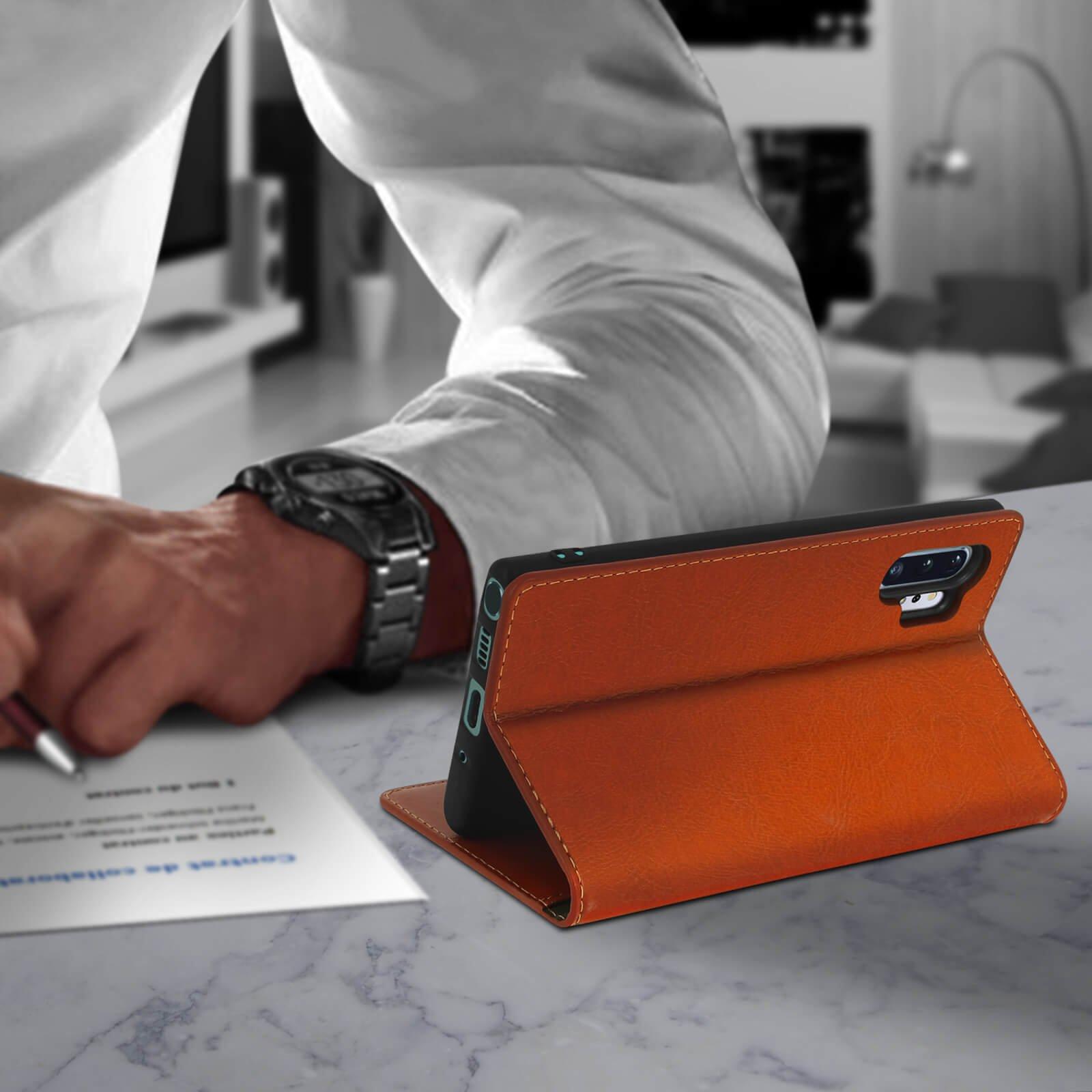 Avizar Cover Leder Galaxy Note 10 Plus Kupfer