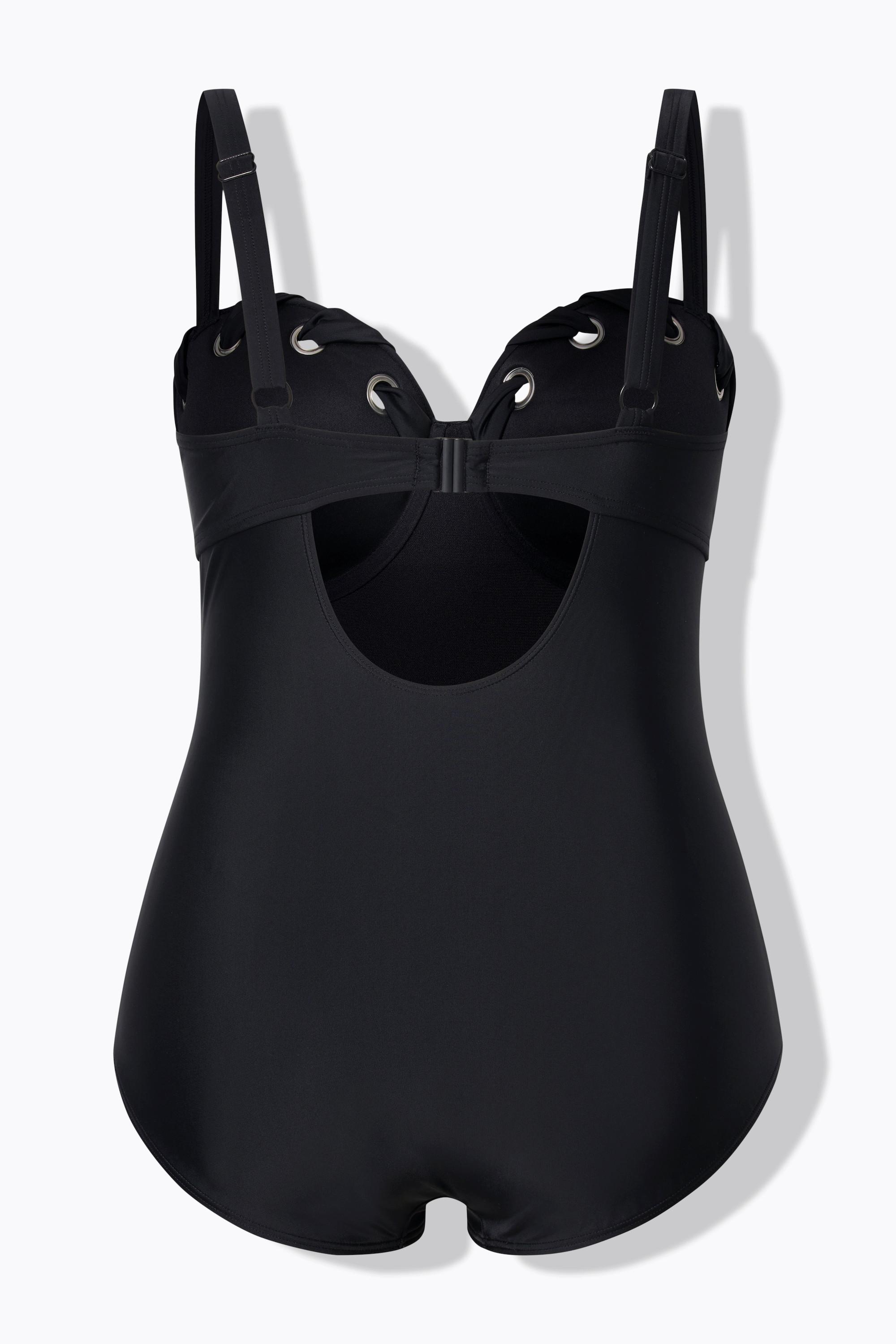 Ulla Popken Badeanzug, Ösen, Softcups, Träger verstellbar, recycelt