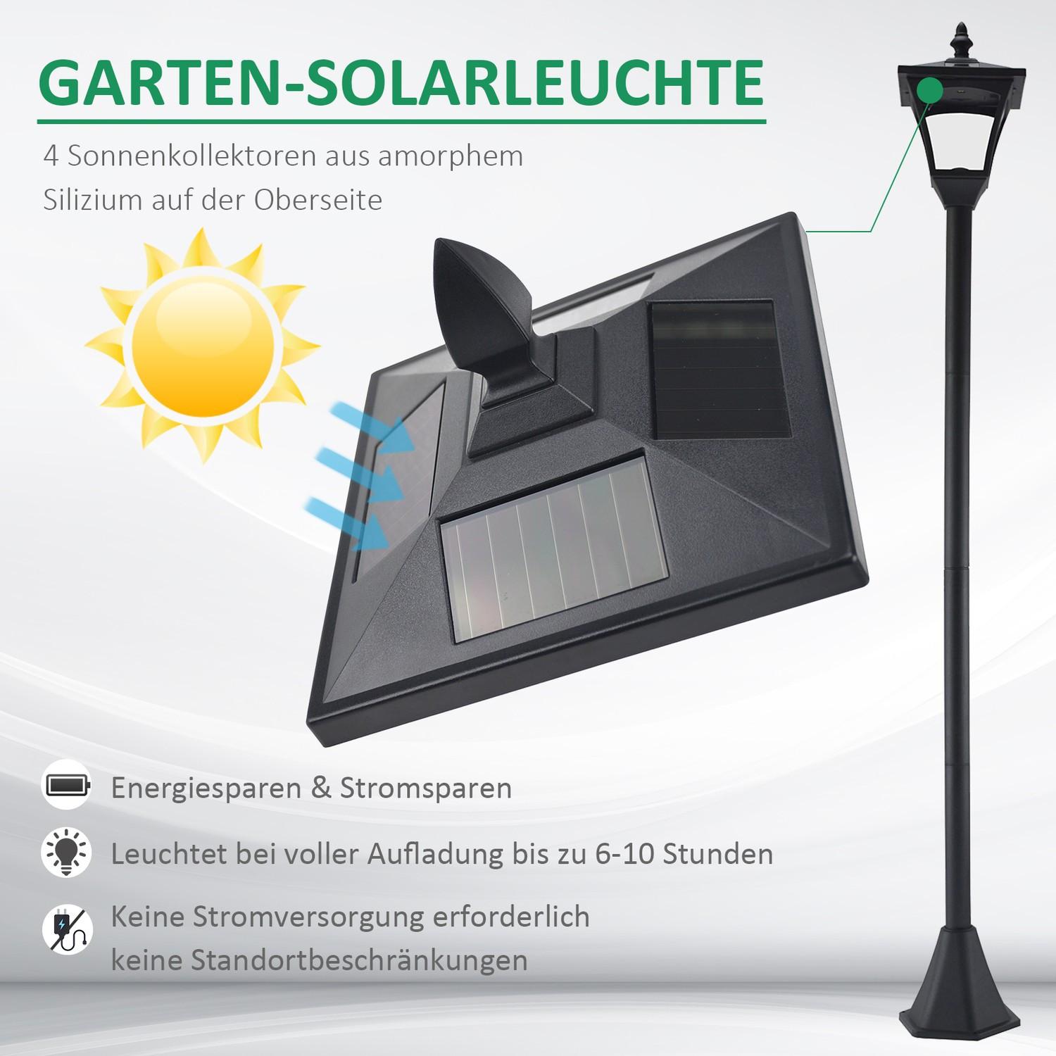 Northio Solar Gartenlaterne Laterne Wegleuchte Mit Led 40 Lumen Schwarz 18 X 18 X 160Cm