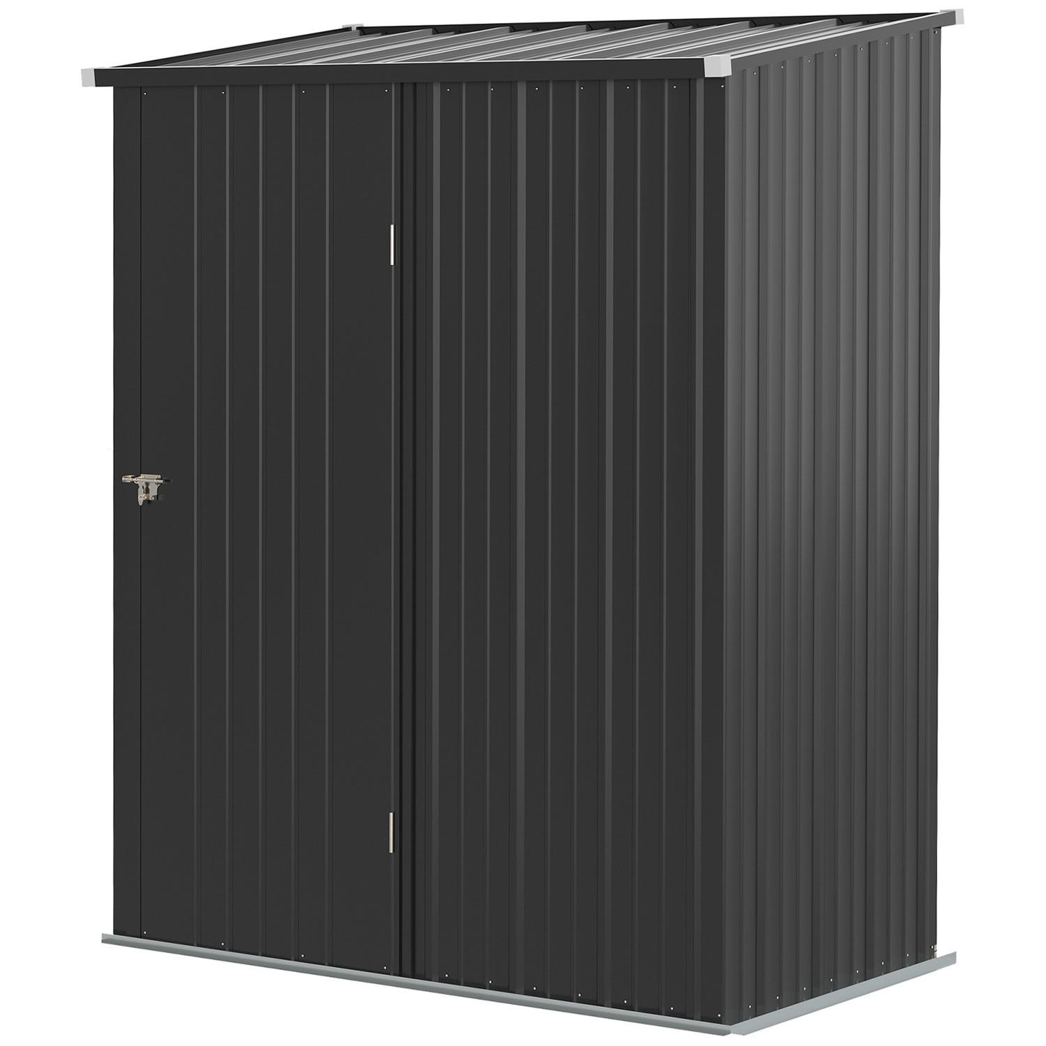 Northio Gerätehaus 1,34 m² Abschließbarer Gartenschrank mit Pultdach aus verzinktem Stahl, 161,5x94,5x196cm, Schwarz