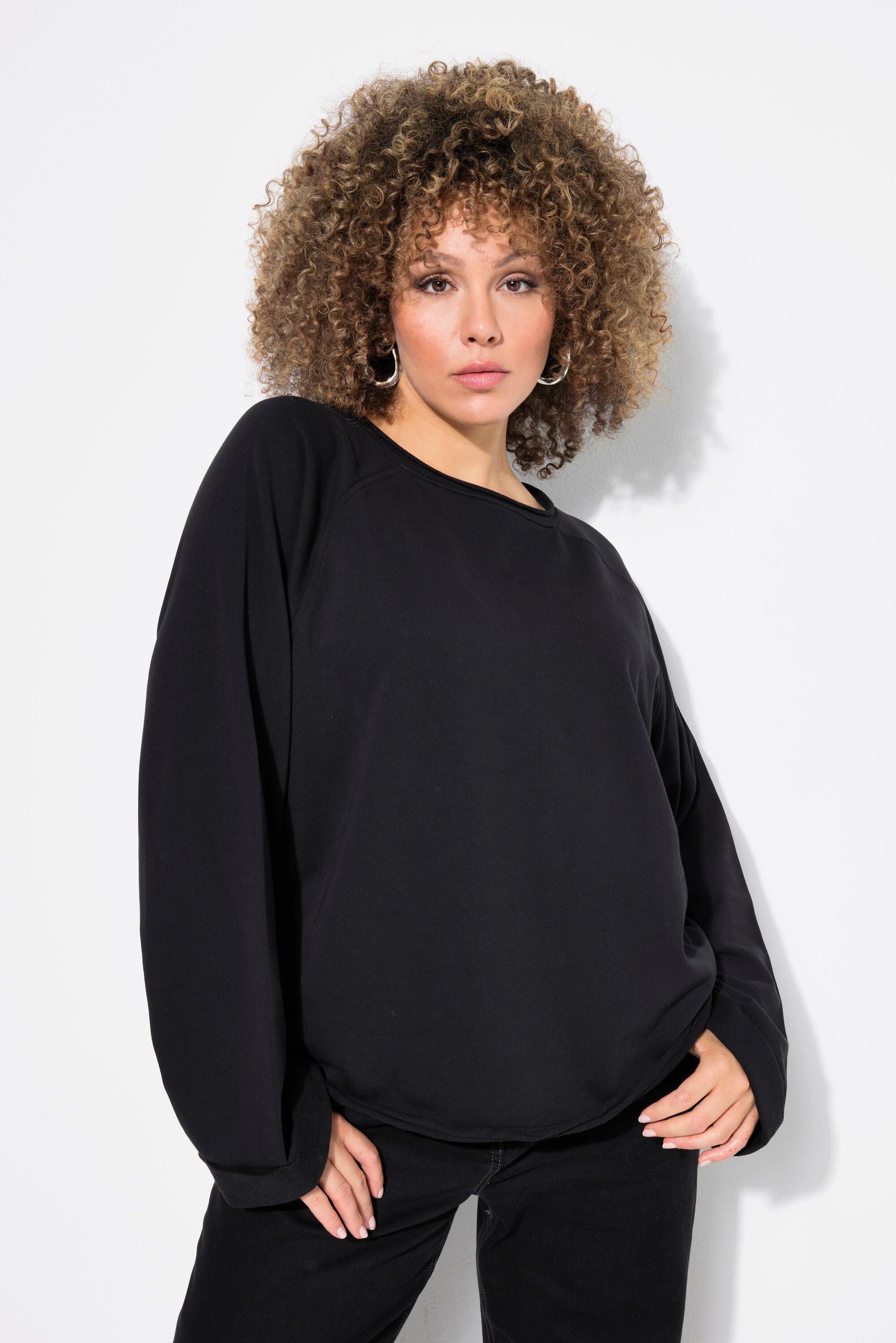 Ulla Popken Sweatshirt, Rollkanten, Rundhals, Langarm