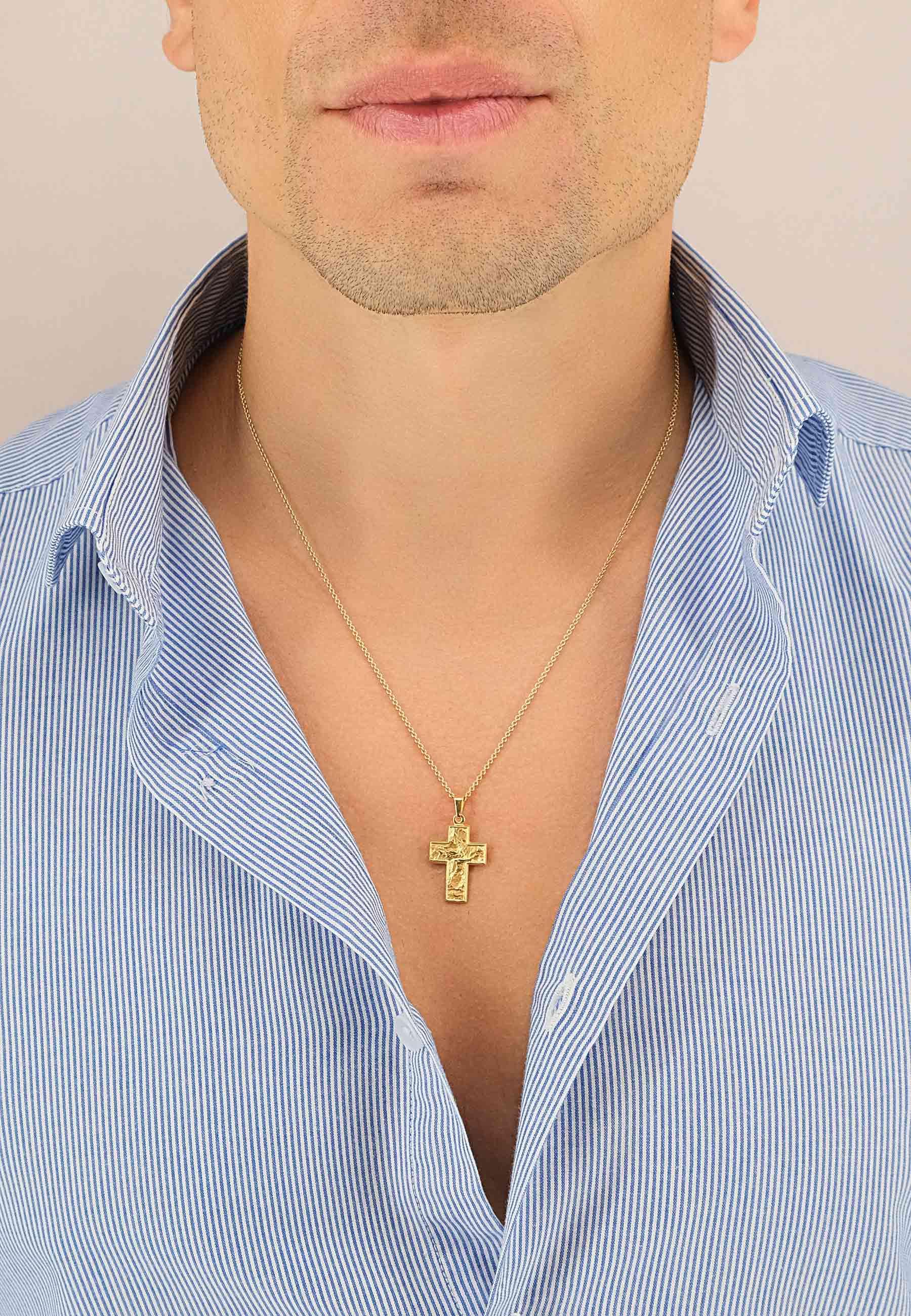 MUAU Schmuck Anhänger Kreuz Gelbgold 750, 28x15mm