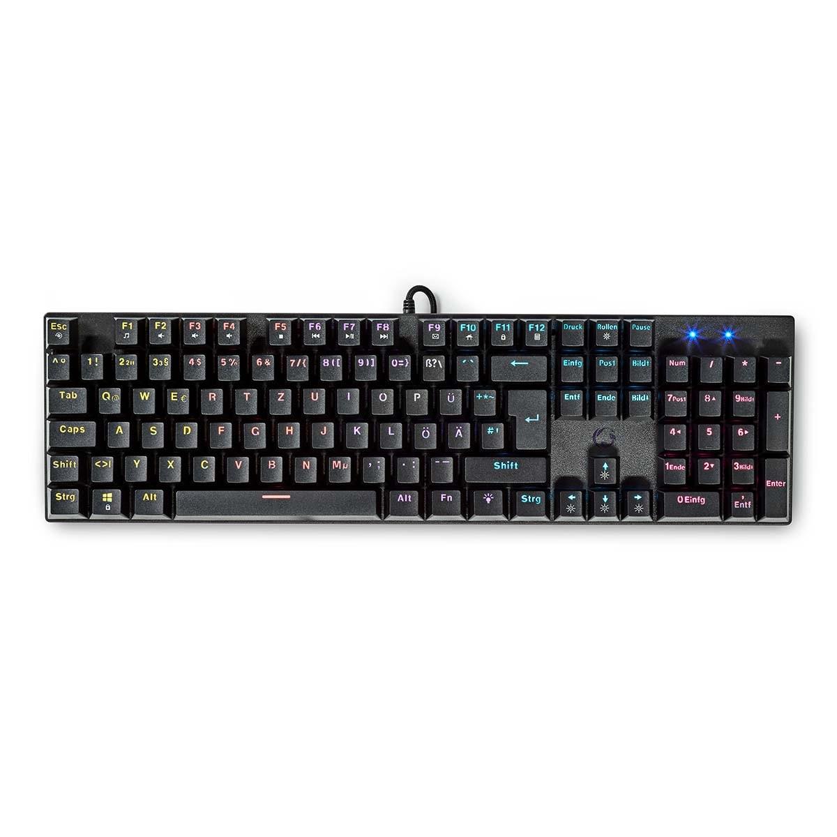 Nedis Kabelgebundene Gaming-Tastatur | USB Typ-A | Mechanische Tasten | LED | Deutsch | DE Layout | USB-Stromversorgung | Stromkabellänge: 1,50 m | Gaming