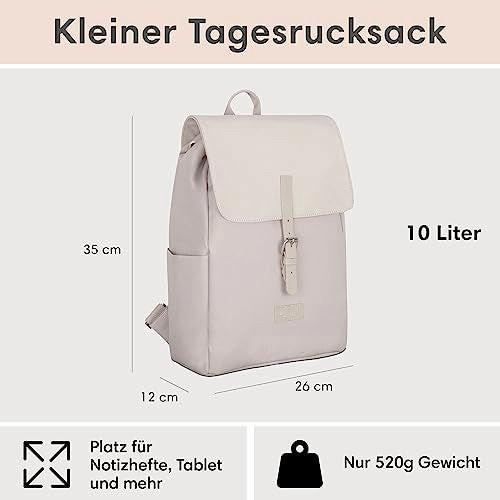 Only-bags.store Rucksack Klein Beige - Ida - Kleiner rucksack für Freizeit, Uni oder City - Mit Laptop Fach (bis 13