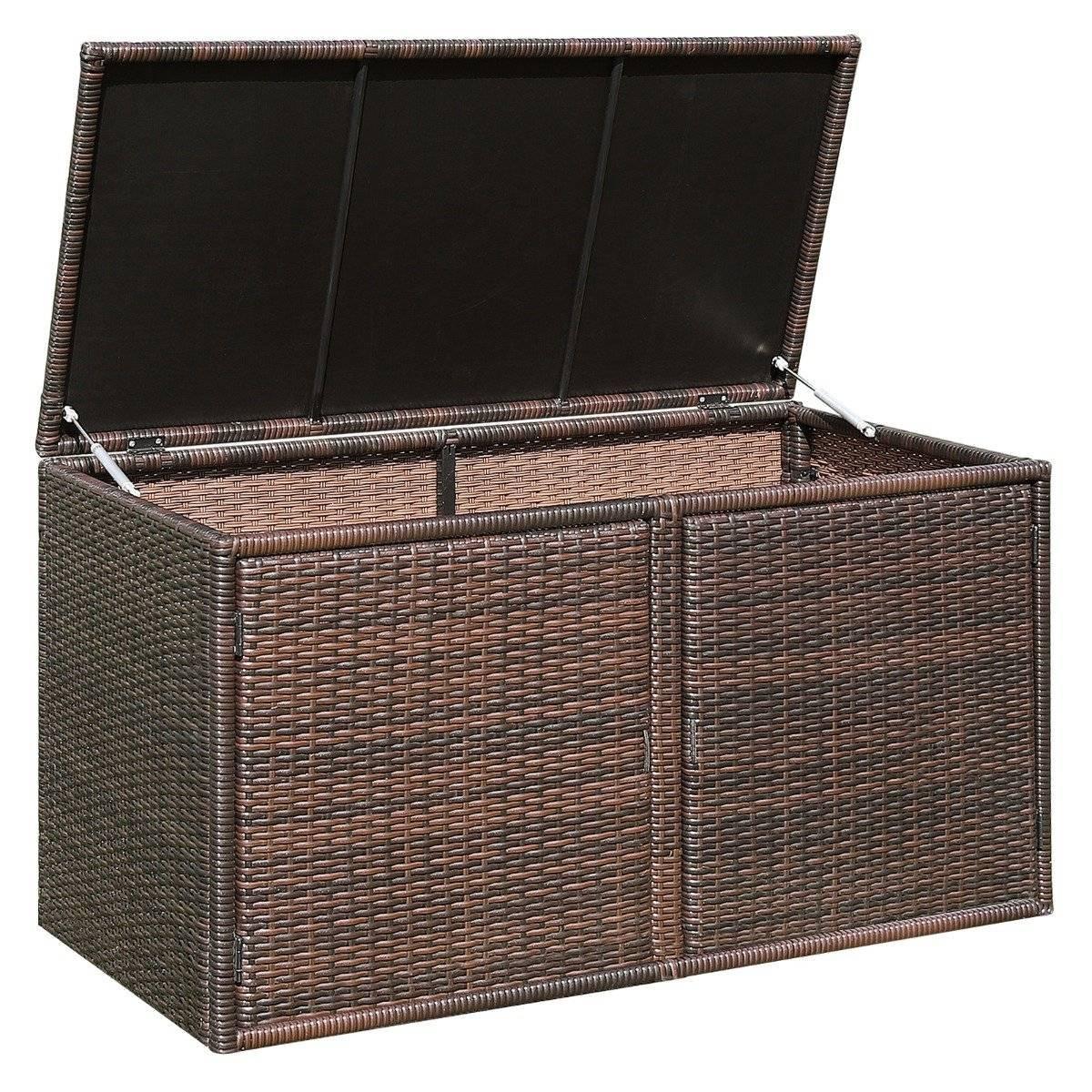 B2X Terrassenbox aus Rattan mit 335L Kapazität Stahlrahmen zur Aufbewahrung Braun