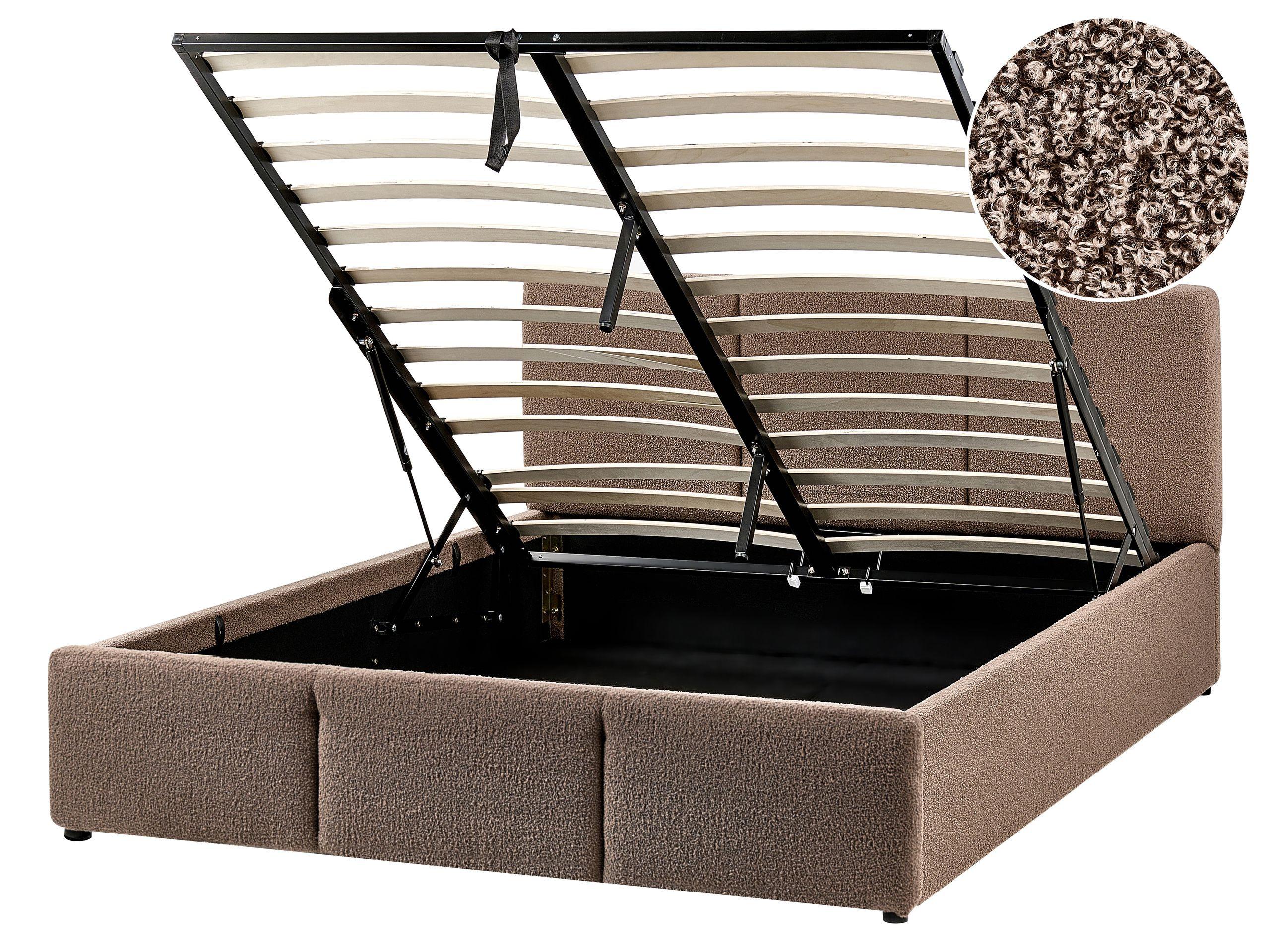 Beliani Bett mit Stauraum aus Bouclé Modern BOUSSE