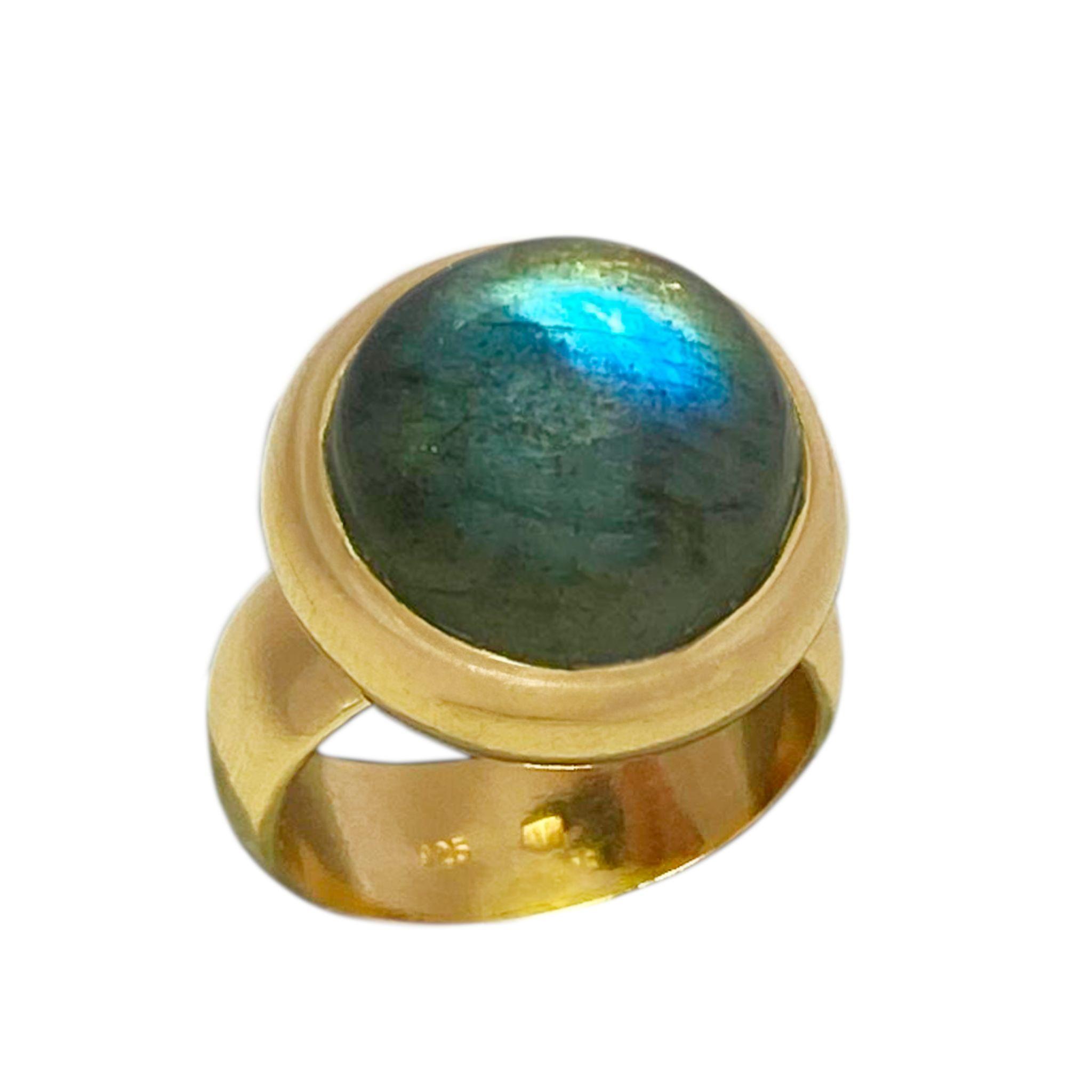 Steinkult Sterling Silber Ring, mit 18 Kt. Gold veredelt