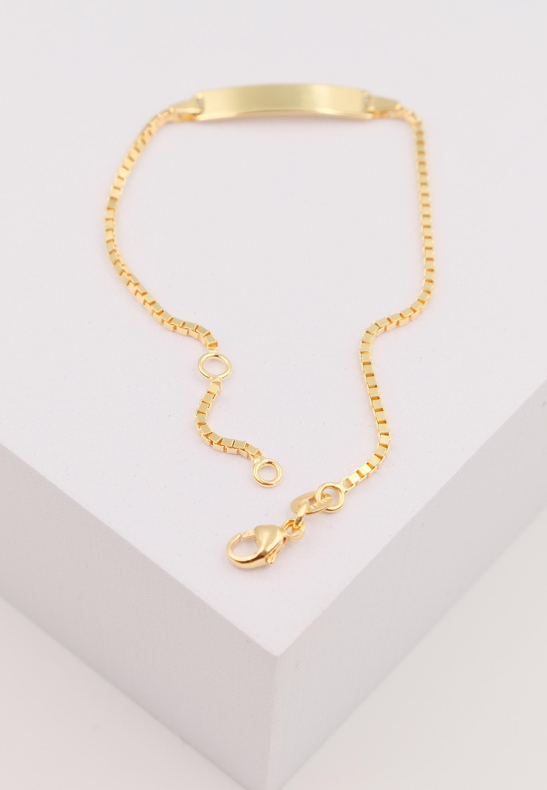 MUAU Schmuck Bébé Bracelet Venezianer Gelbgold 375, 18cm Gravurplatte 1.4cm
