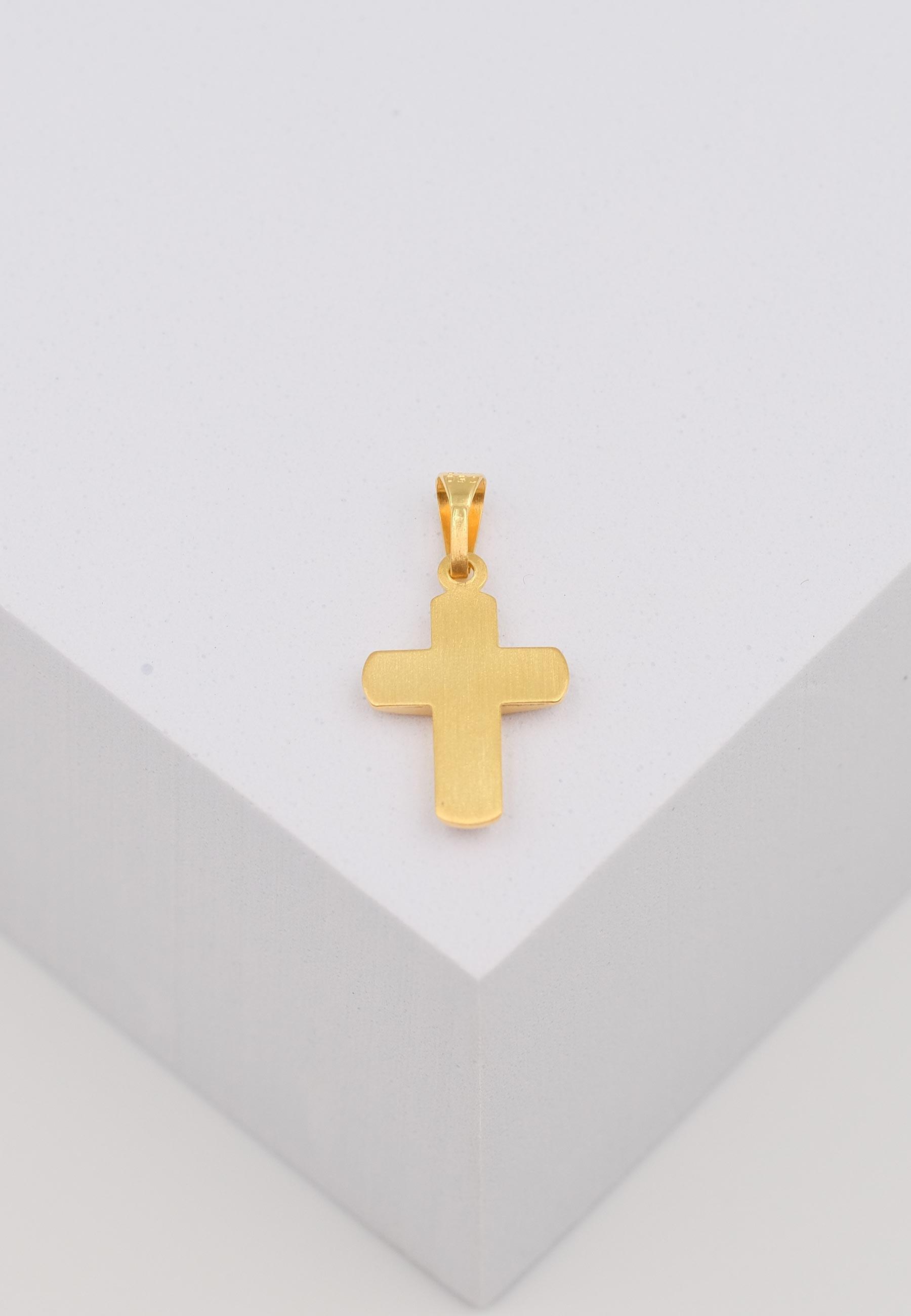 MUAU Schmuck Anhänger Kreuz Gelbgold 750, 21x11mm