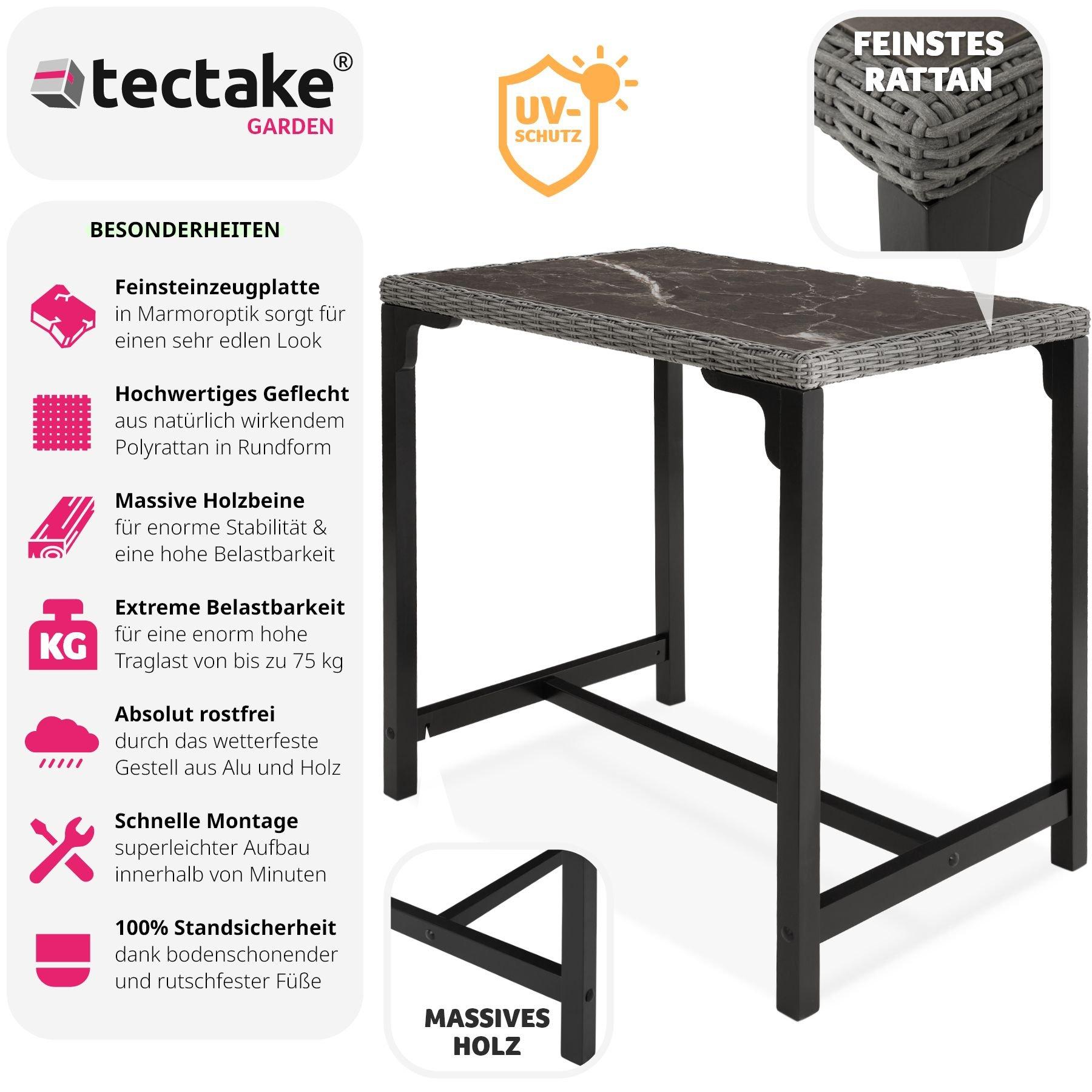 Tectake Rattan Bartisch Kutina 96x65x100cm