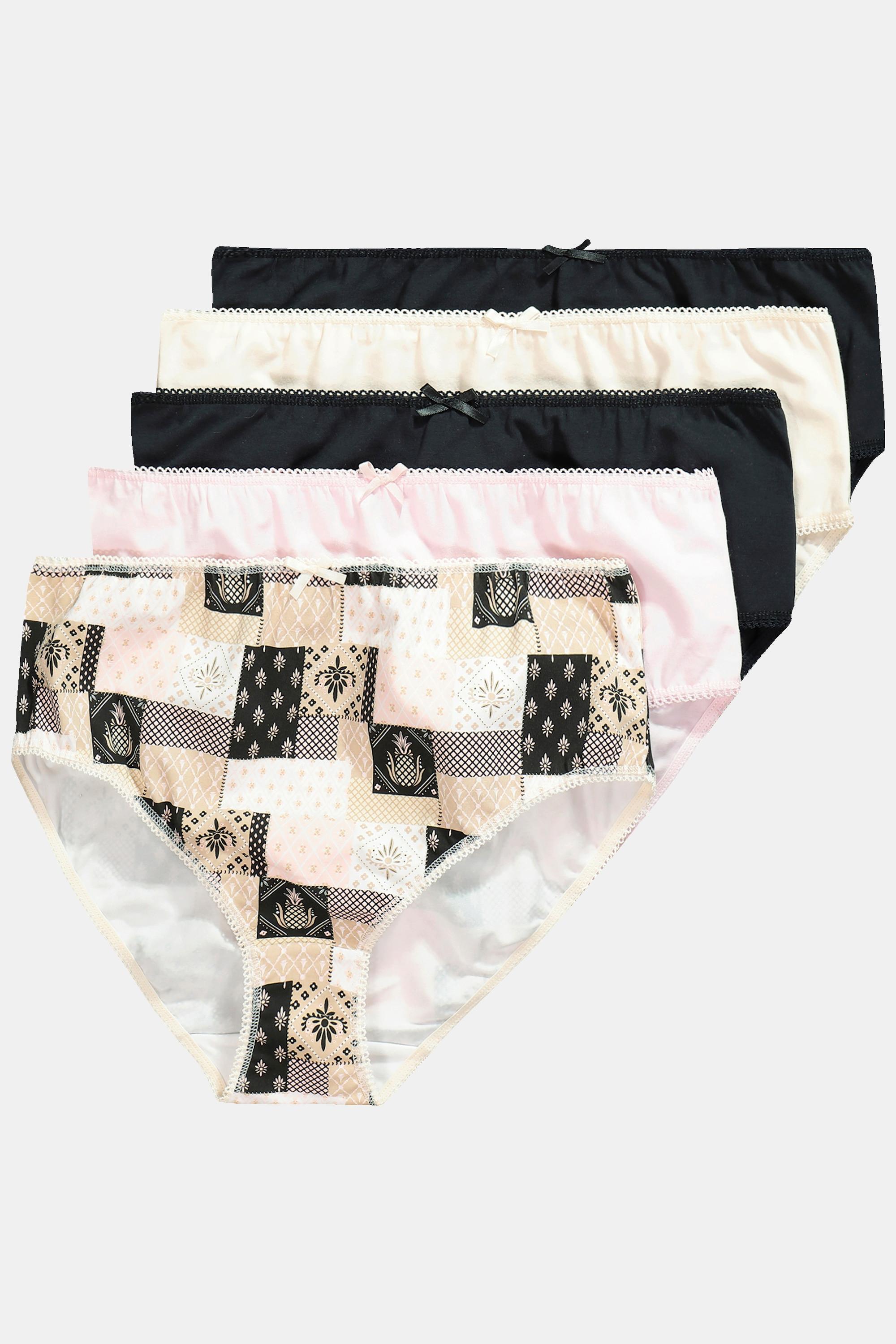 Ulla Popken Midislips, 5er-Pack, Mustermix/uni
