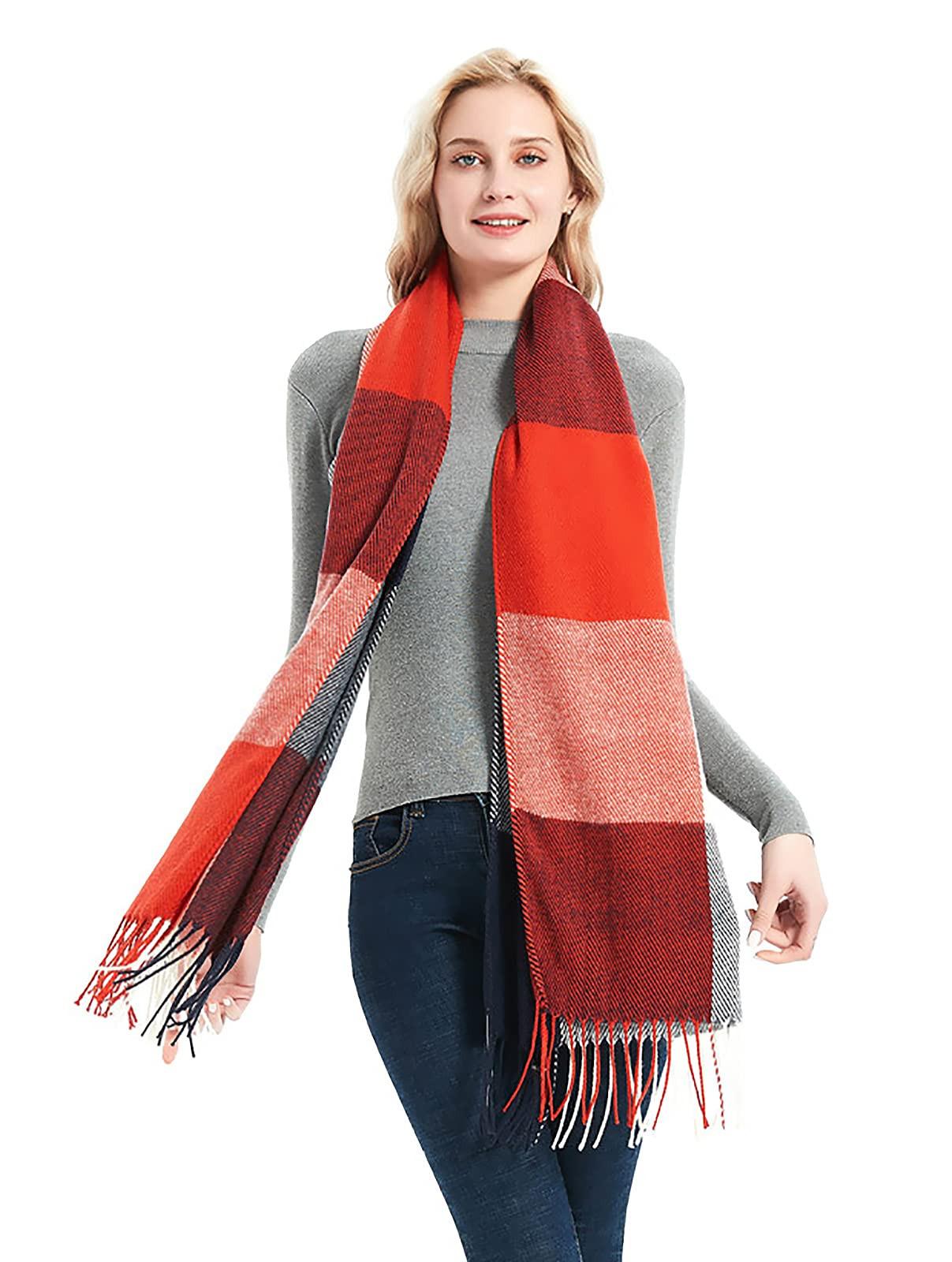 Only-bags.store Winterschal kariert, quadratischer Schal mit Fransen, Poncho