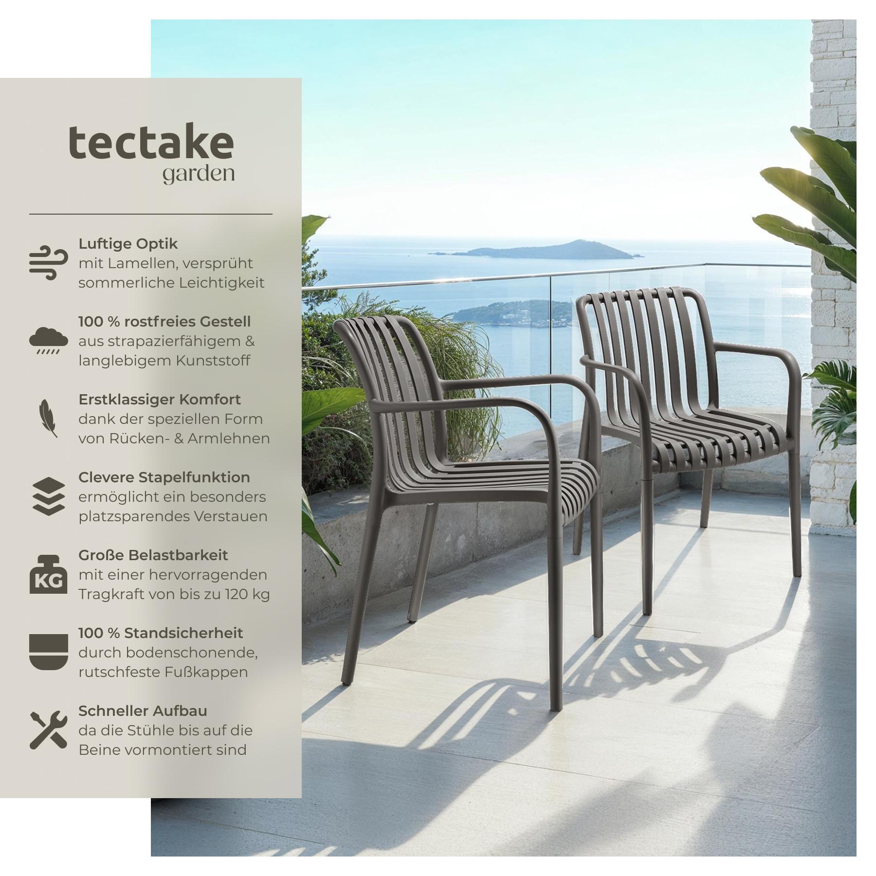 Tectake Gartenstühle wetterfest und UV-beständig platzsparend stapelbar