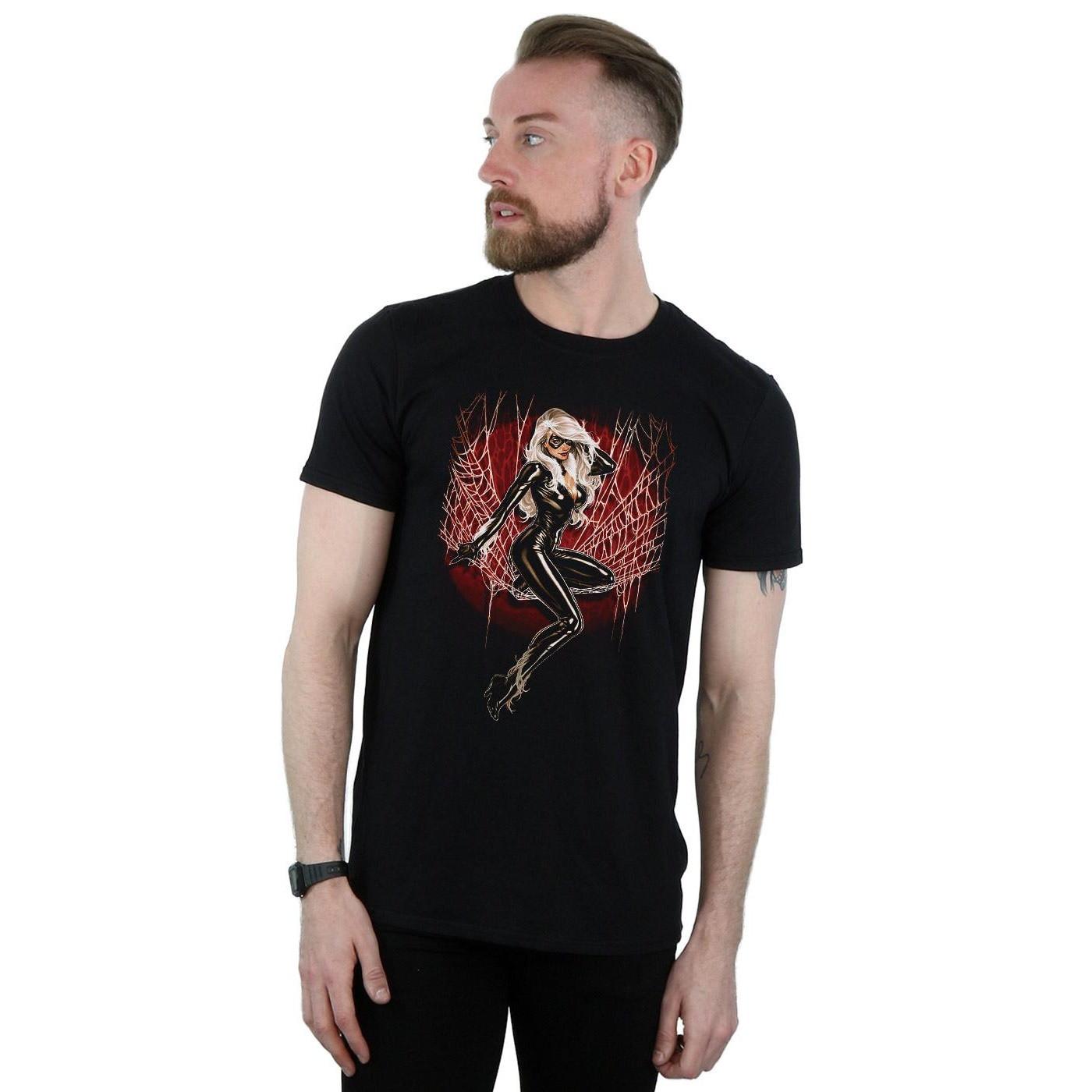 MARVEL Black Cat Spider Web Grafikdruck T-Shirt