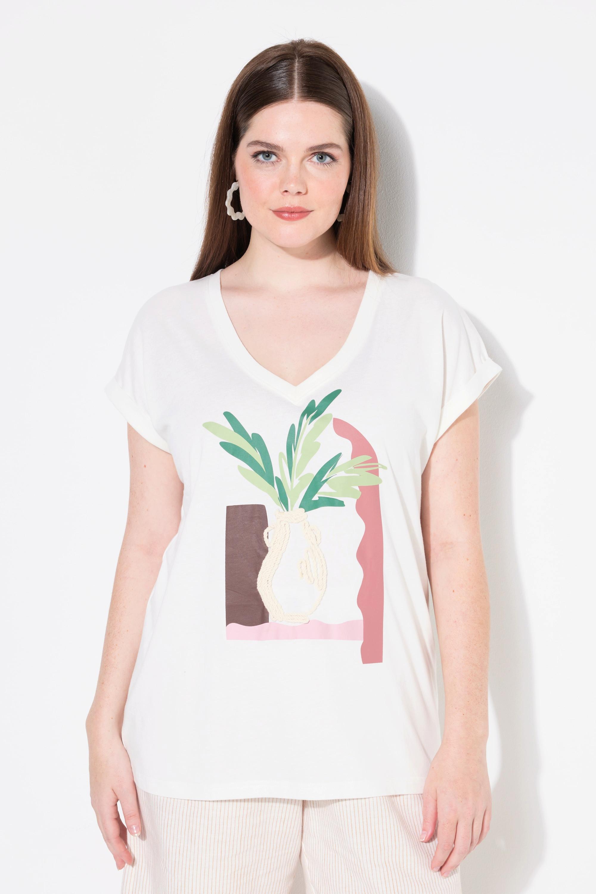 Ulla Popken Vase V-Ausschnitt Halbarm T-Shirt
