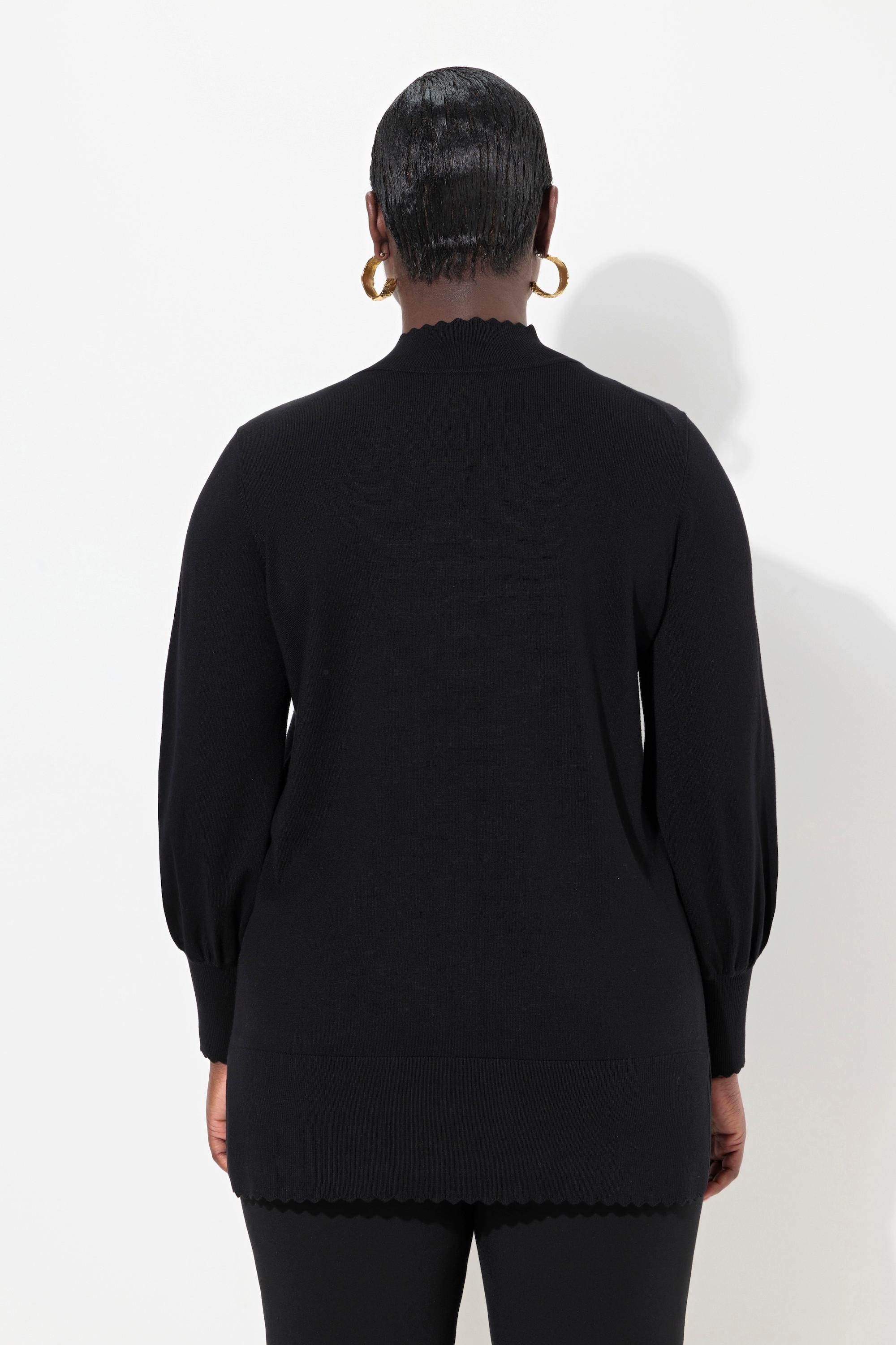 Ulla Popken Pullover, Muschelsaum, Stehkragen, Langarm