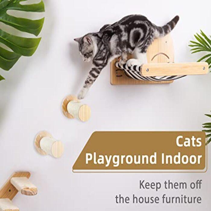 Alopini Katzenwandtritte, 2 Stück Indoor-Katzenleitertritte, zum Klettern, wandmontierte Katzenmöbel