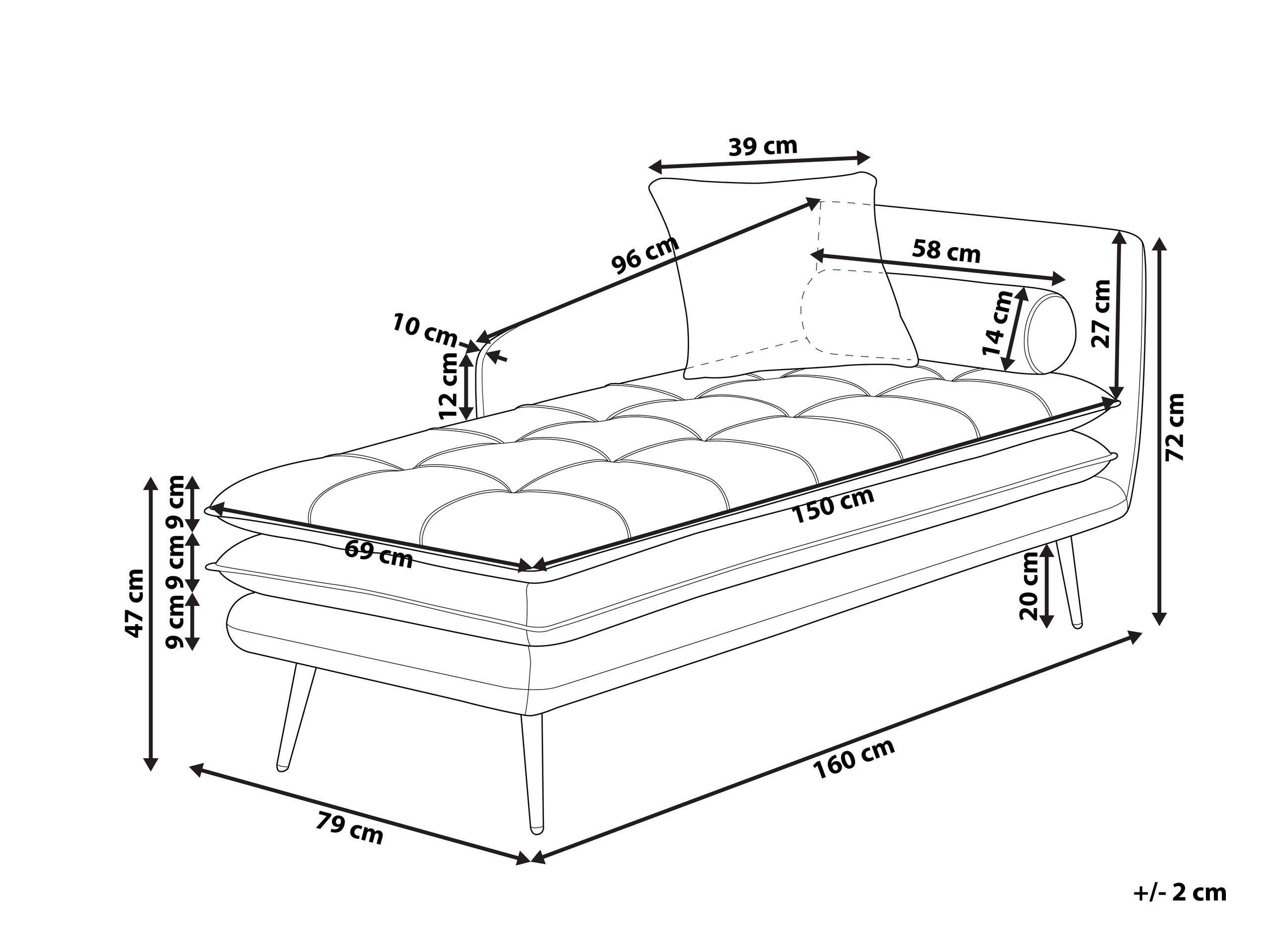 Beliani Rechtsseitige Chaiselounge aus Samtstoff Glamourös GONESSE