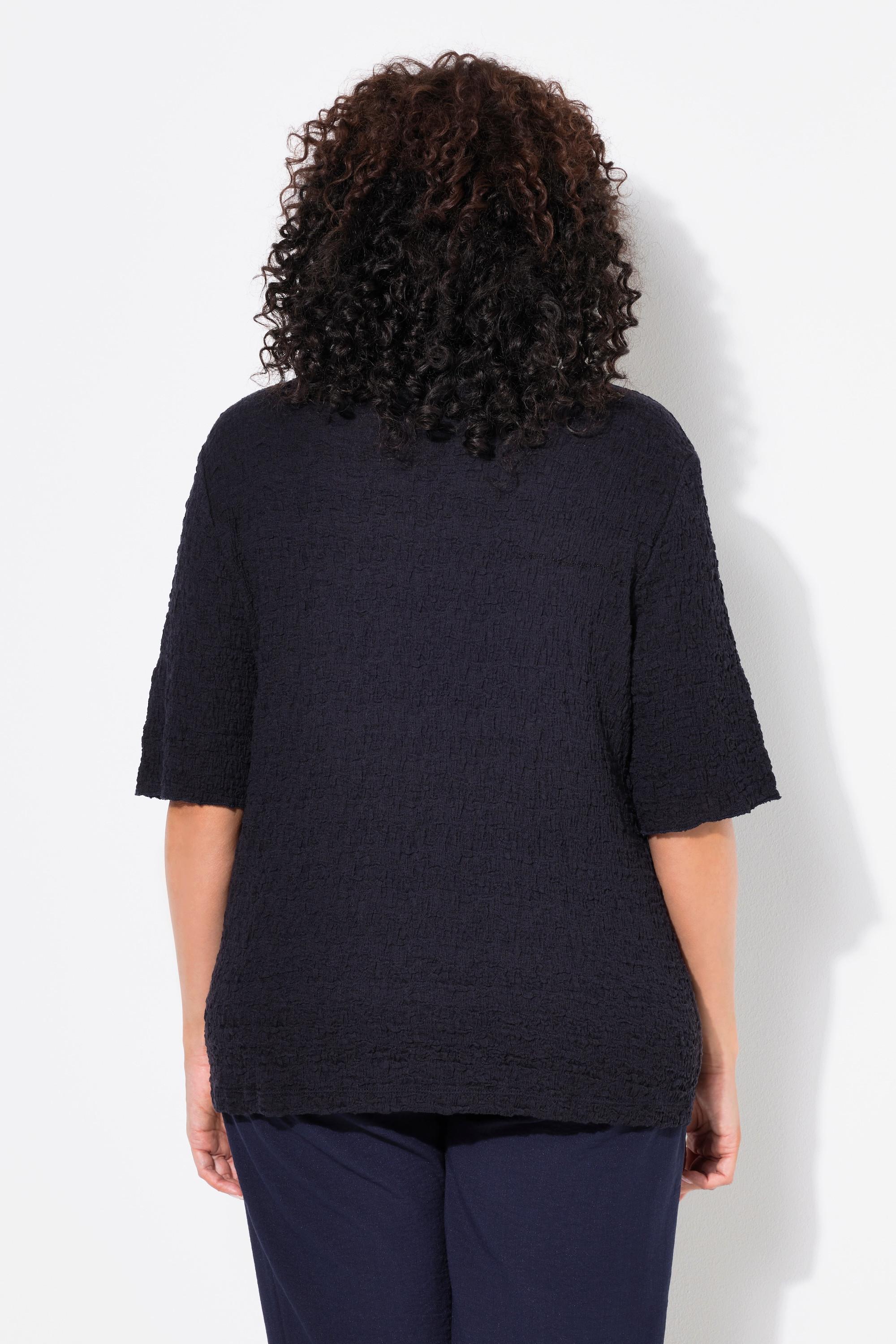 Ulla Popken Struktur Regular Rundhals Halbarm T-Shirt