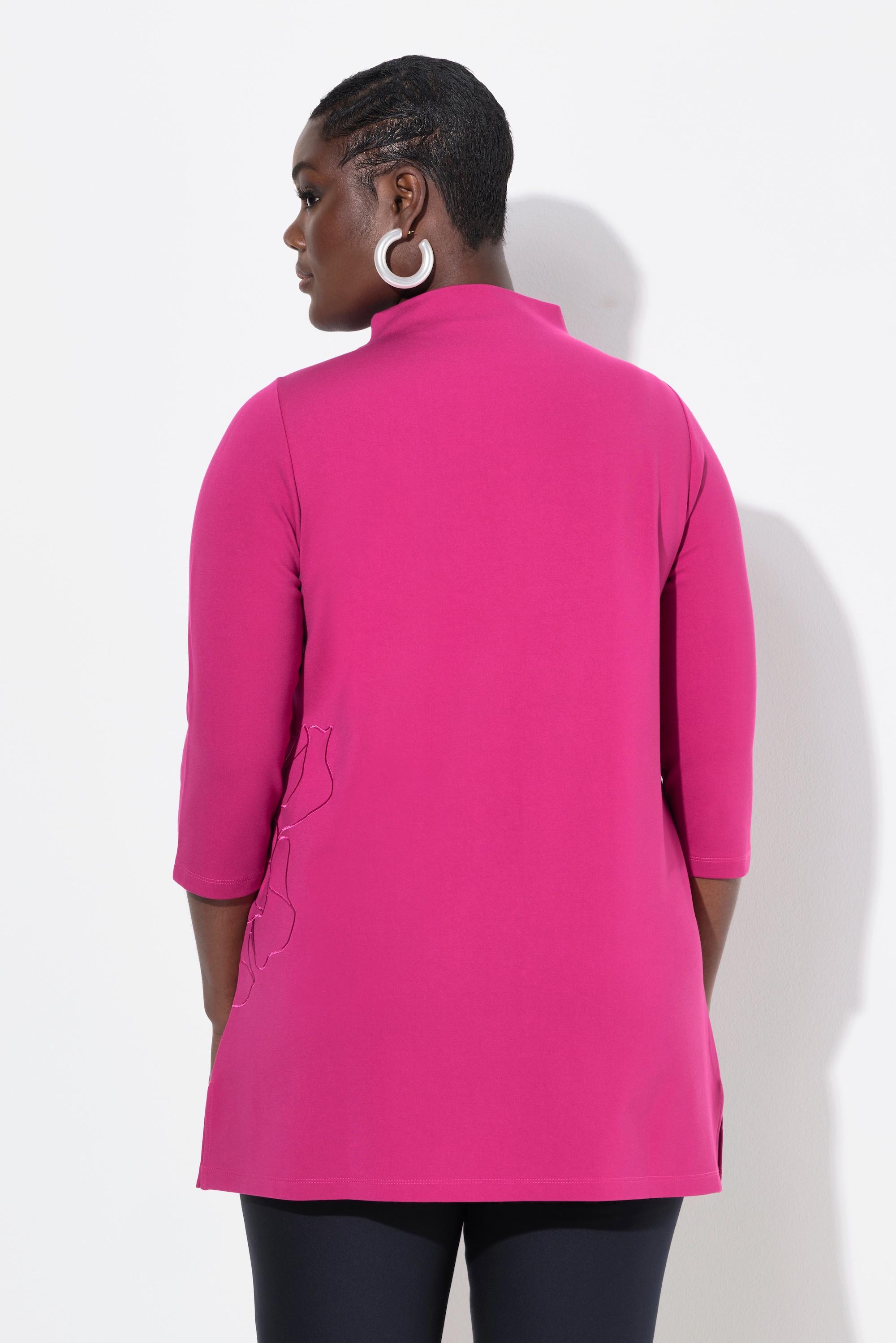 Ulla Popken Sweatshirt, Stickerei, A-Linie, Stehkragen, 3/4-Arm