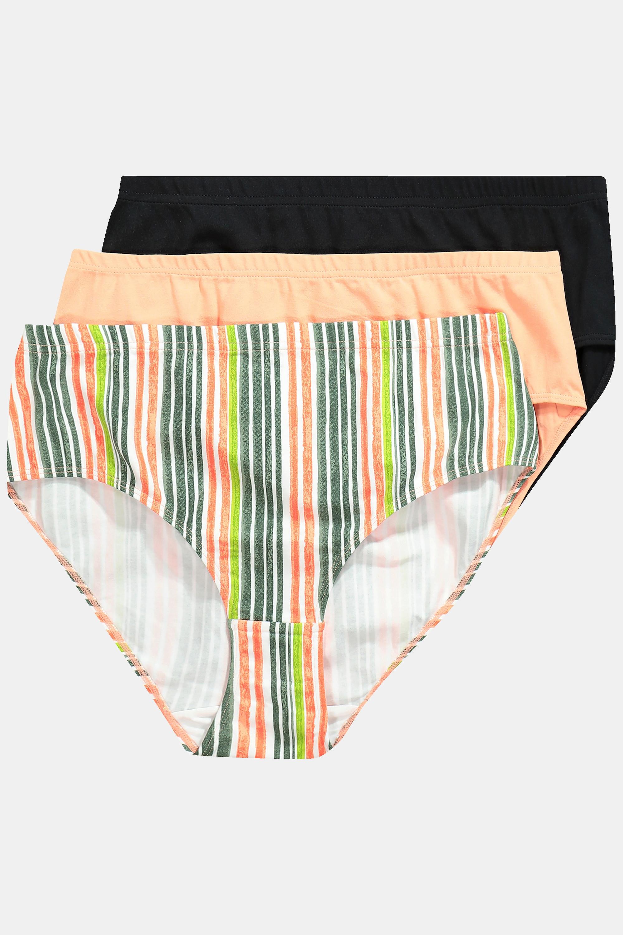 Ulla Popken Midislips, 3er-Pack, Streifen/einfarbig