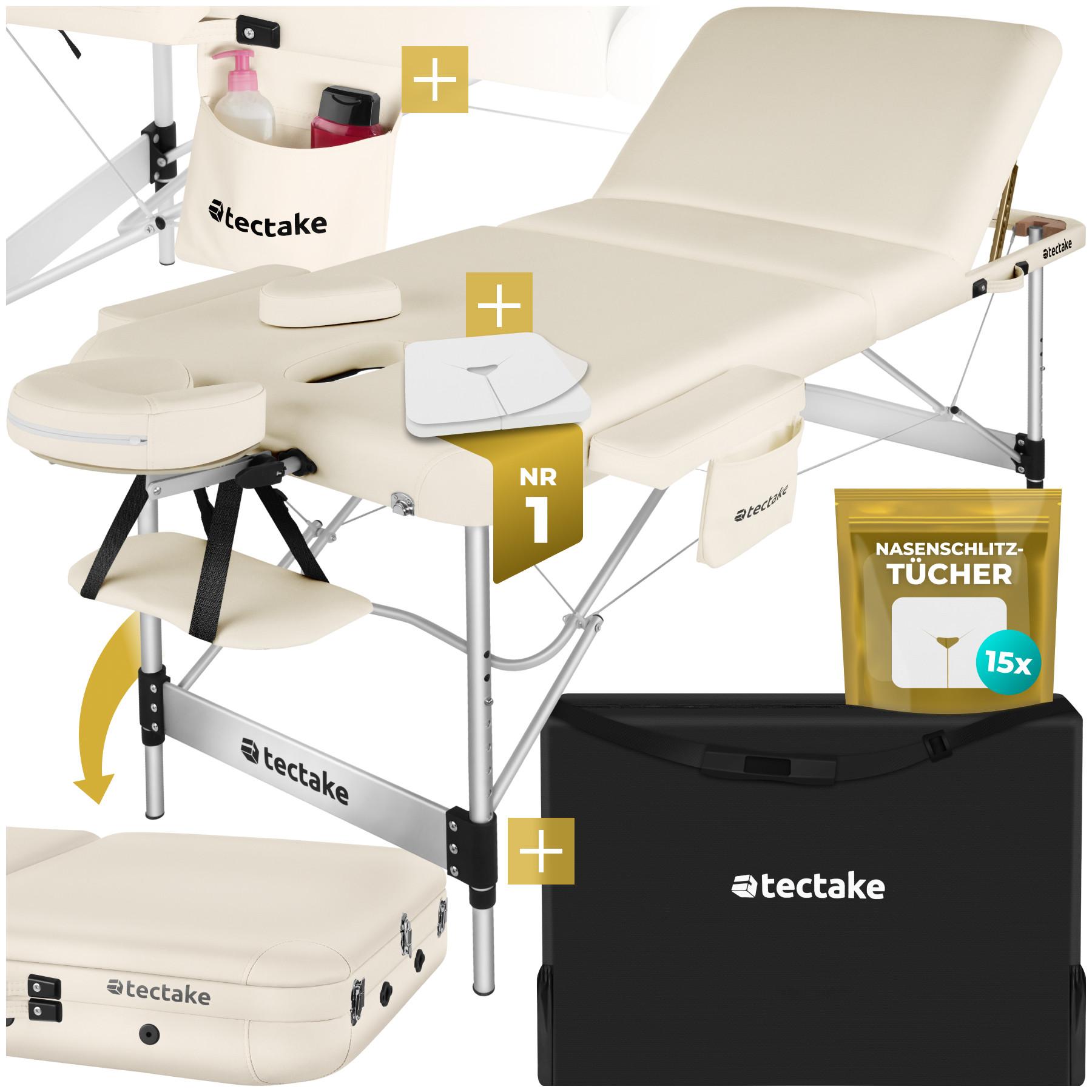 Tectake 3 Zonen Massageliege Ko Tao, Tragetasche, Aluminiumgestell