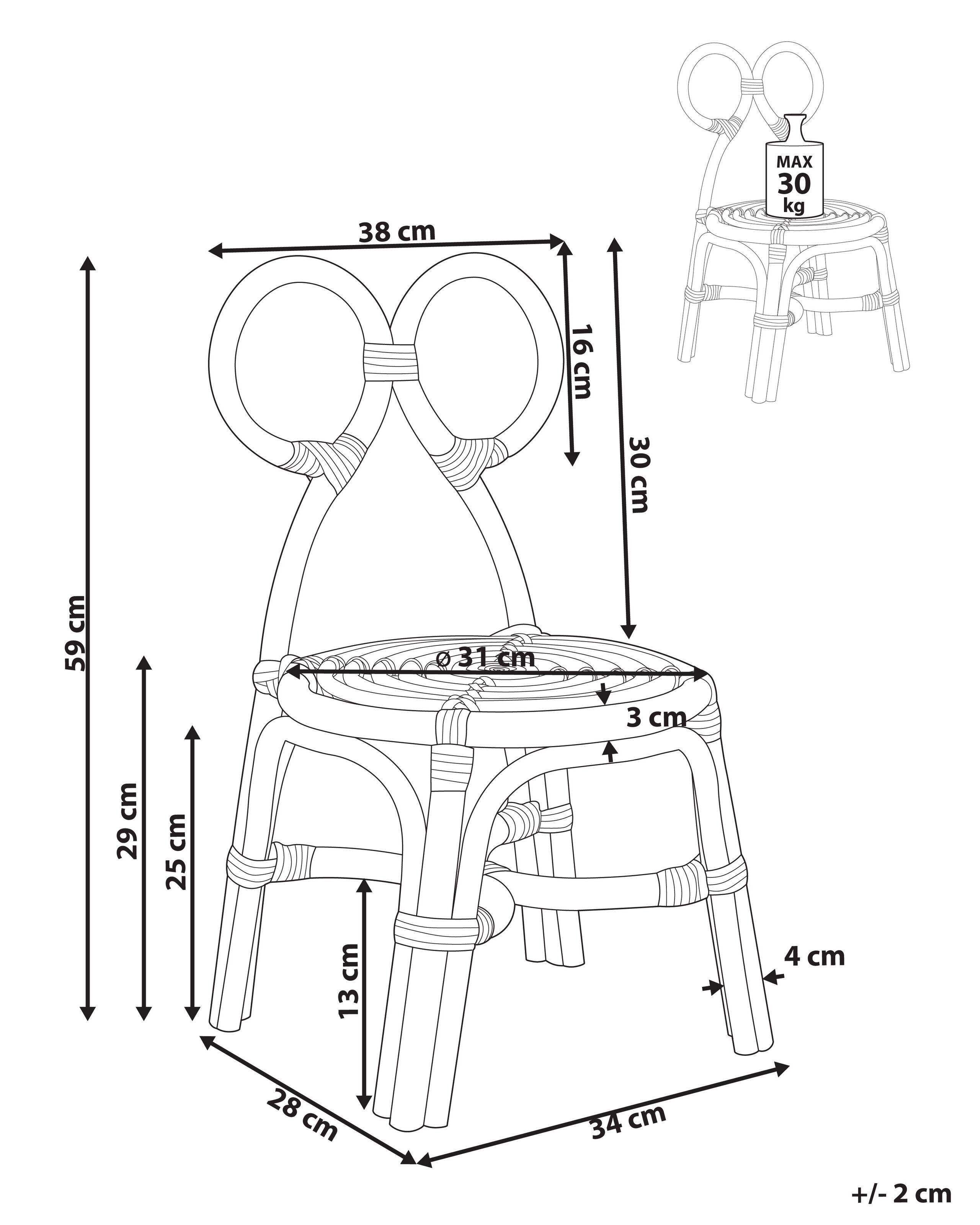 Beliani Kindersessel aus Rattan Boho MIRTIA