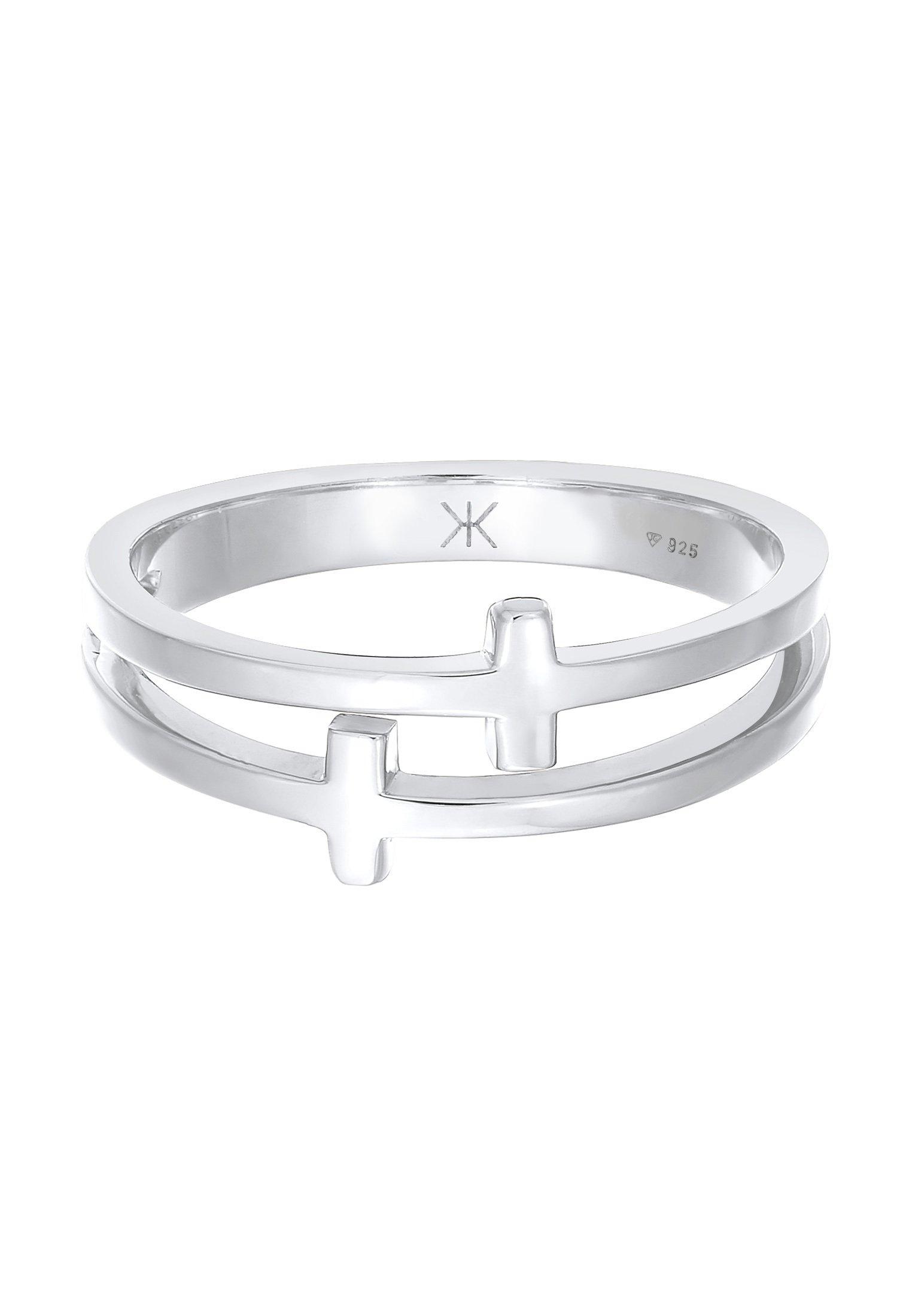 Kuzzoi Ring Kreuz Double 925 Silber