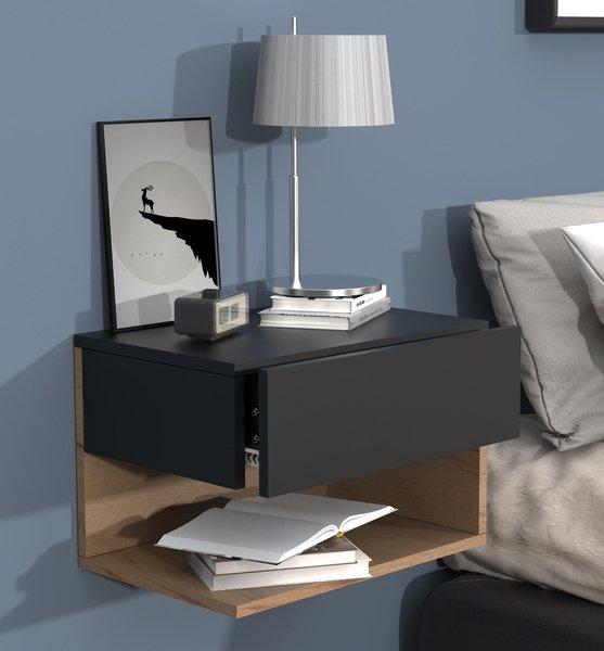 VCM Nachtschrank | Wandschublade | Wandboard | Nachttisch | Maße ca. H. 30 x B. 45 x T. 32 cm - Usal XL 45 cm