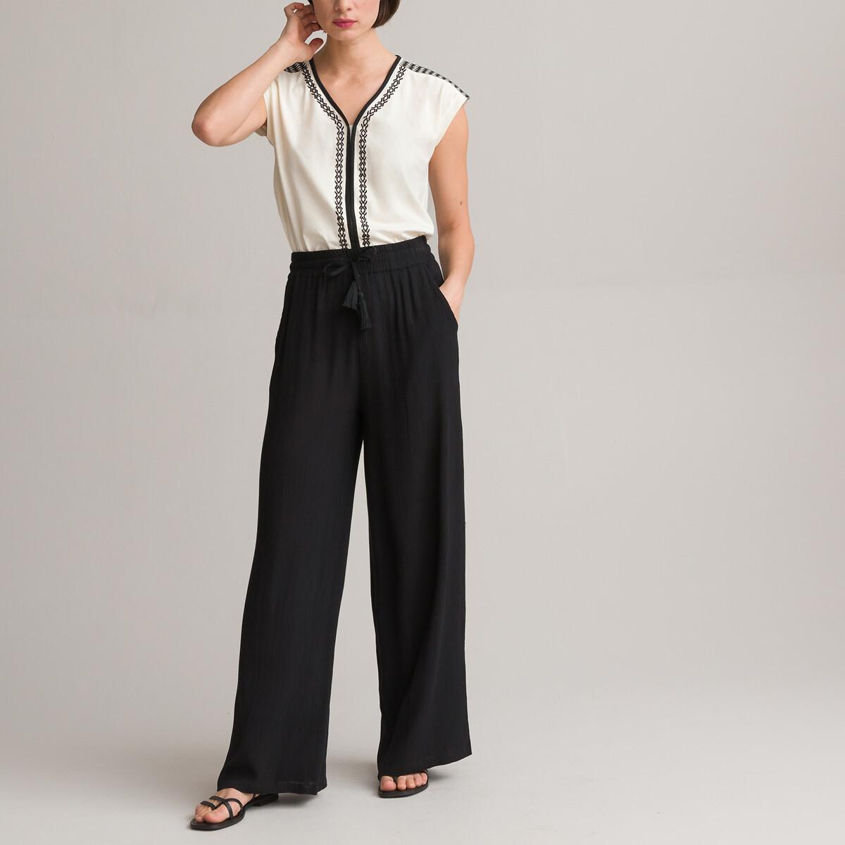 La Redoute Collections Weite Hose aus Crepon
