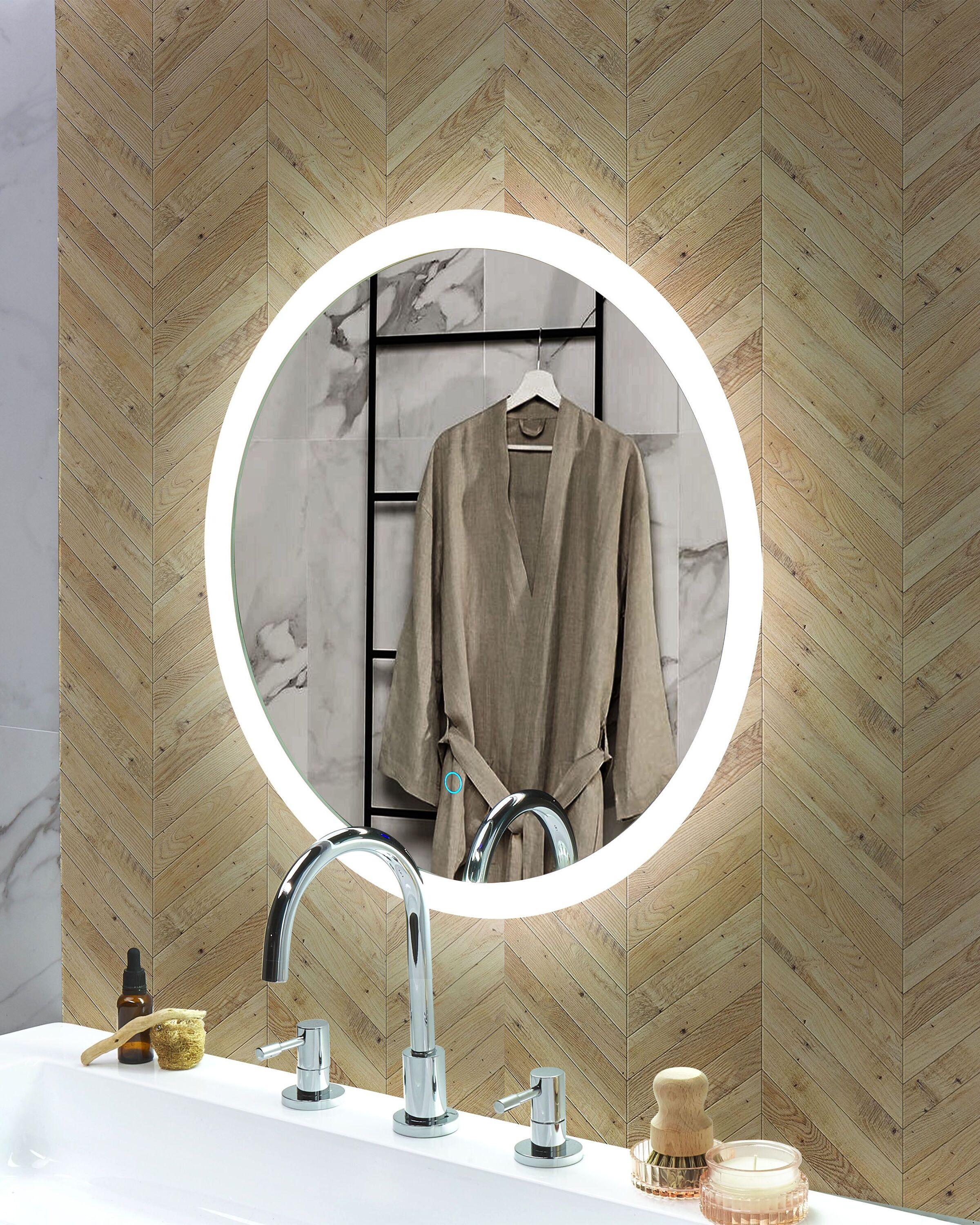 Beliani LED-Badezimmer-Spiegel aus Kunststoff Modern YSER